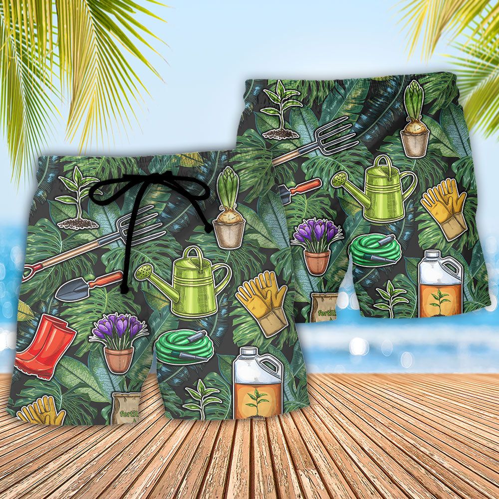 Gardening Romaine Clam And Carrot On Vintage Art Trendy Aloha Hawaiian Beach Shorts
