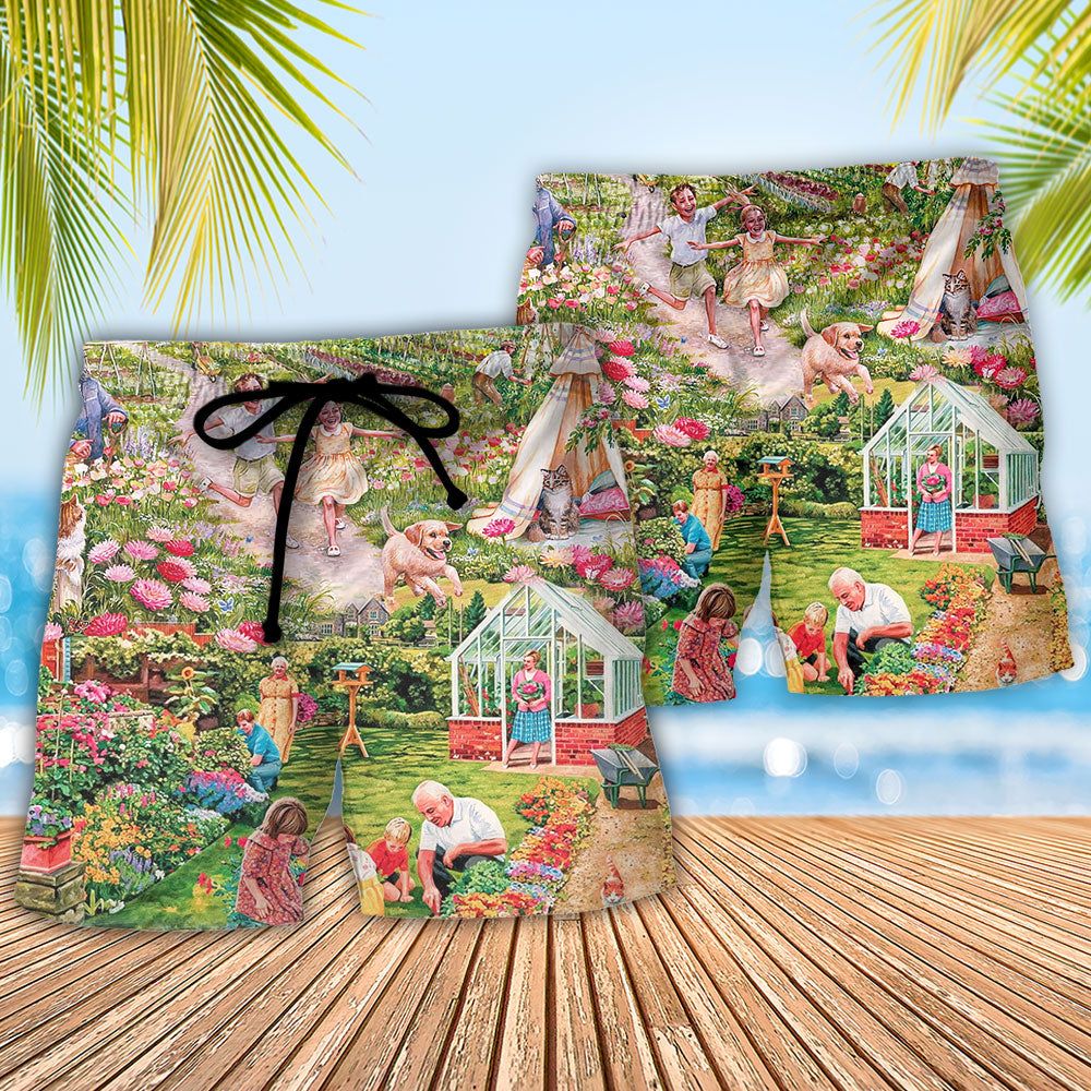 Gardening Sometimes I Wet My Plants Flowers Vintage Art Trendy Aloha Hawaiian Beach Shorts