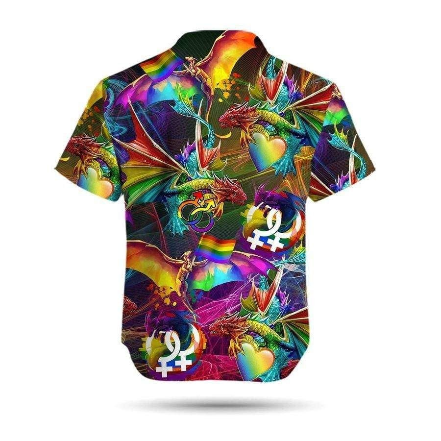 Gay Pride 3D Shirt, Festival Lgbt Dragon Rainbow Design Hawaiian Shirt