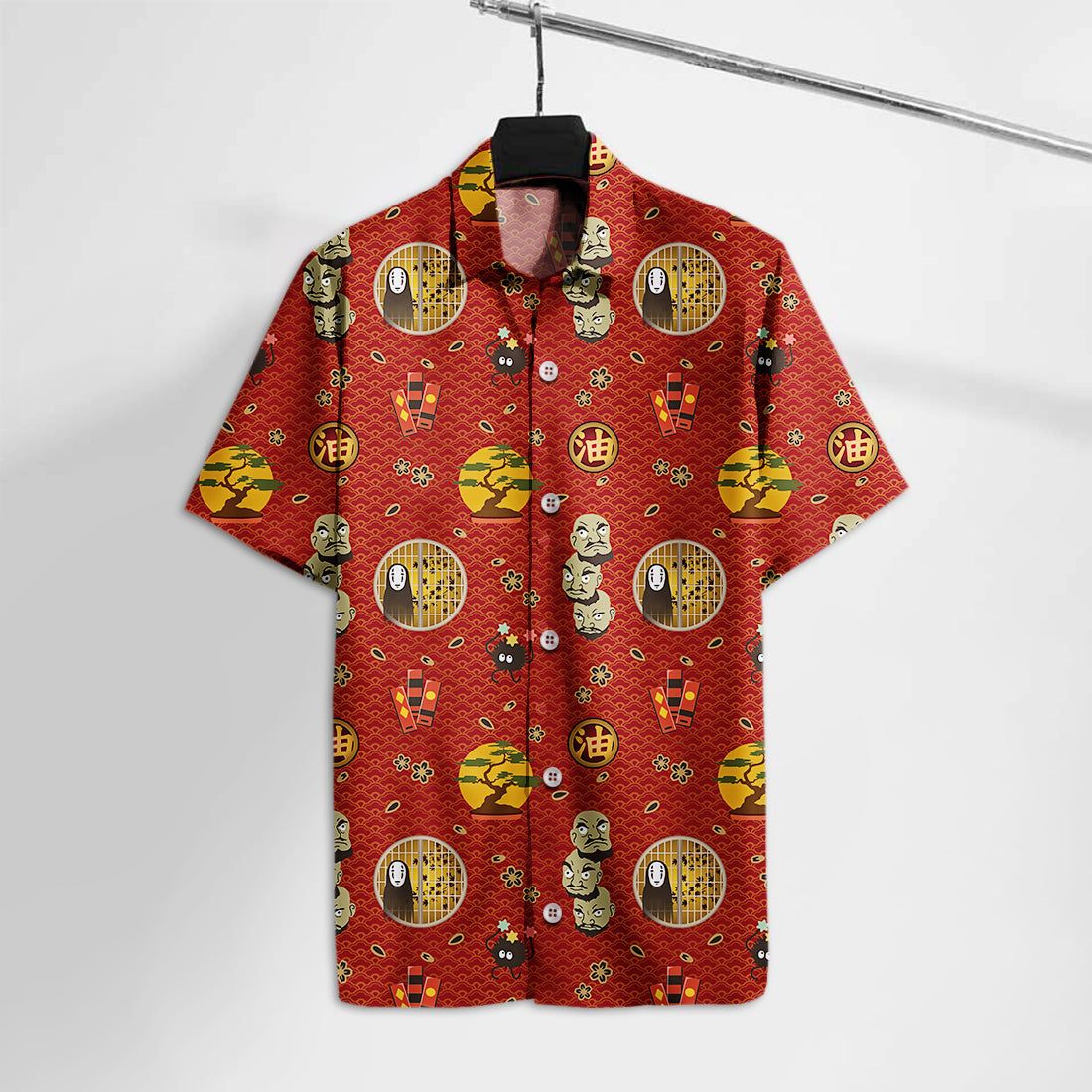Gb Hawaiian Shirt Spirited Aways No Face Kashira Red Hawaii Tshirt Cute Gb Aloha Shirt