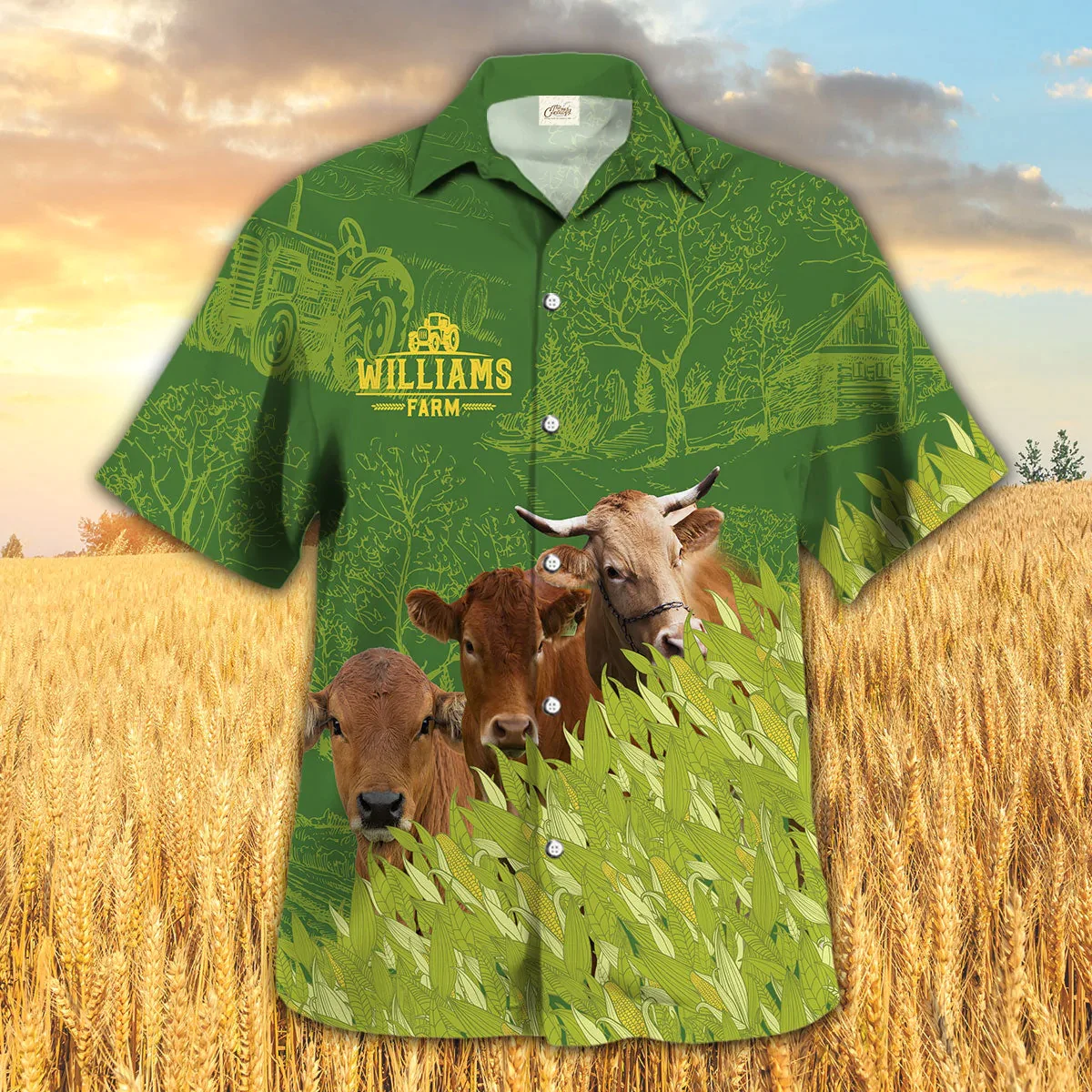 Gelbvieh Farm Corn Pattern Trendy Hawaiian Shirt, Cow Trendy Hawaiian Shirt, Summer Trendy Hawaiian Shirt For Men And Women Gelbvieh Farm Corn Pattern Trendy Hawaiian Shirt, Cow Trendy Hawaiian Shirt, Summer Trendy Hawaiian Shirt For Men And Women