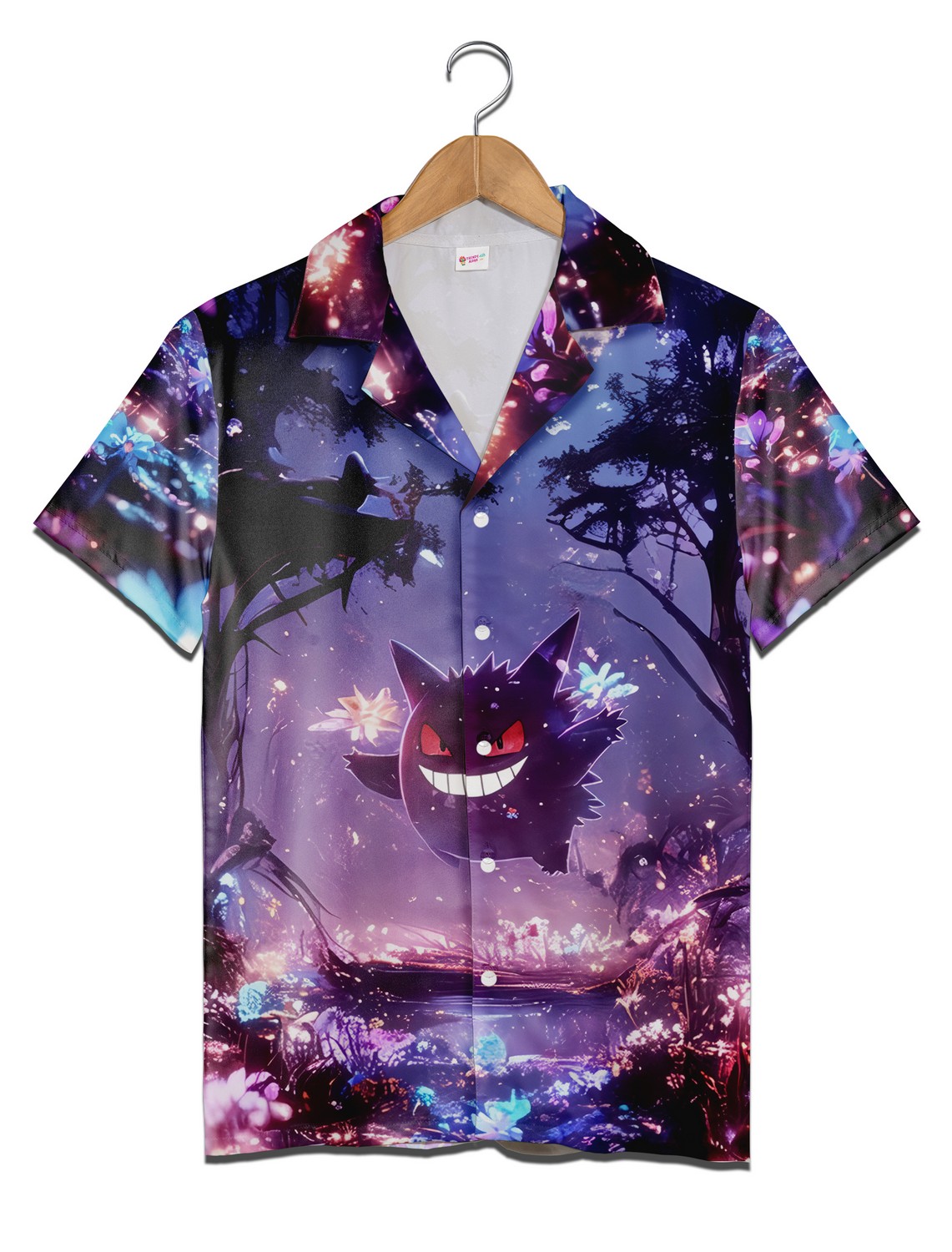 Gengar Pokemon Hawaiian Shirt, Halloween Ghost Theme Aloha Beach Shirt Summer Trip Set