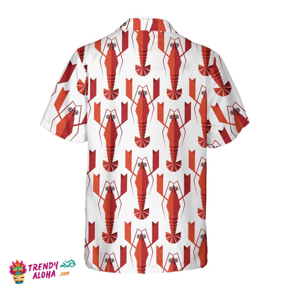 Geometric Lobster Pattern Hawaiian Shirt, Funny Lobster Shirt For Adults, Lobster Print Shirt