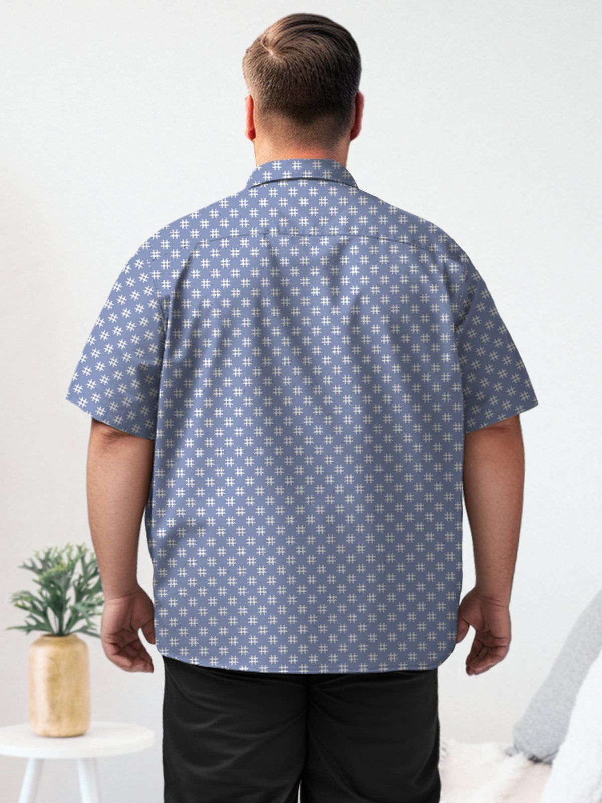 Geometrical Big & Tall Plaid Hawaiian Shirt Leisure Vacation Hawaiian Shirt
