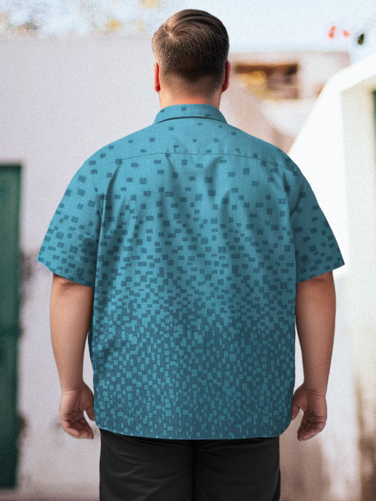 Geometrical Big & Tall Tie-Bye Hawaiian Shirt Color Block Gradient Hawaiian Shirt