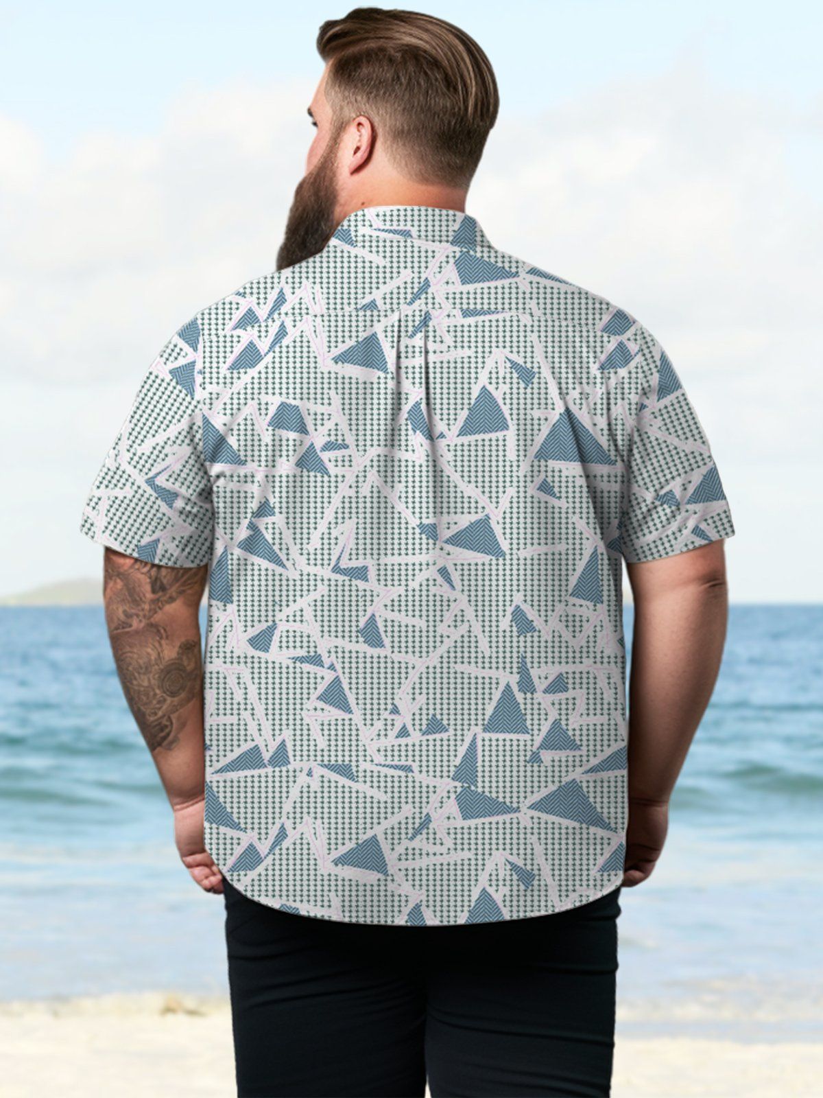 Geometry Big & Tall Stripes Hawaiian Shirt Casual Regular Pattern Hawaiian Shirt