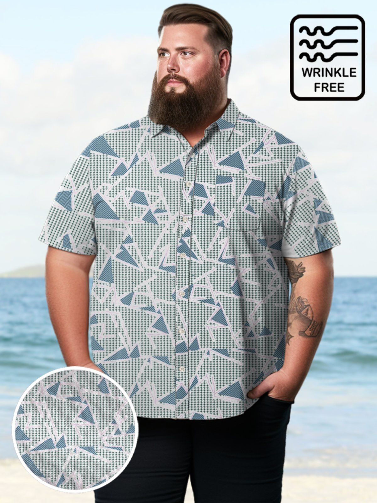 Geometry Big & Tall Stripes Hawaiian Shirt Casual Regular Pattern Hawaiian Shirt Geometry Big & Tall Stripes Hawaiian Shirt Casual Regular Pattern Hawaiian Shirt