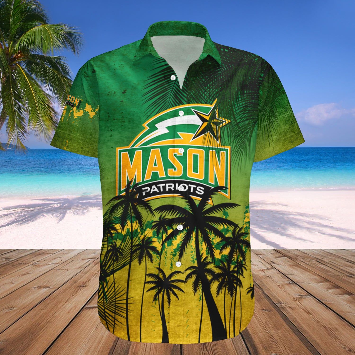 George Mason Patriots Hawaii Shirt Coconut Tree Tropical Grunge – NCAA