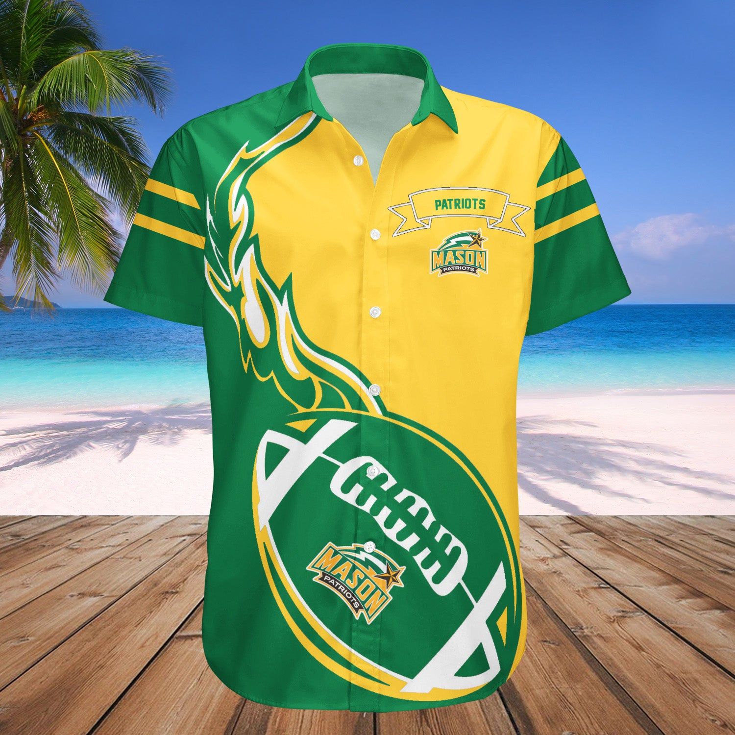 George Mason Patriots Hawaii Shirt Flame Ball – NCAA
