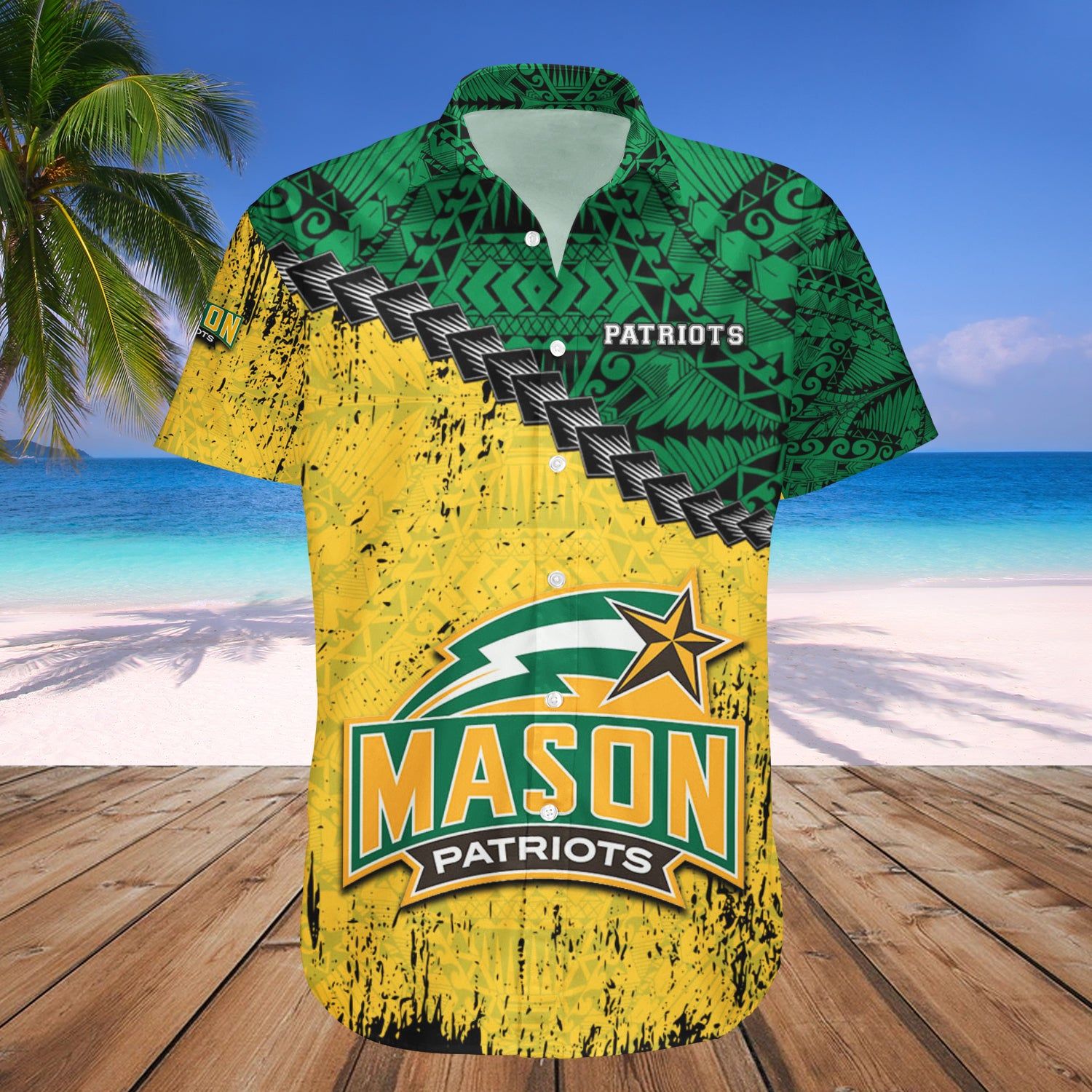 George Mason Patriots Hawaii Shirt Grunge Polynesian Tattoo – NCAA