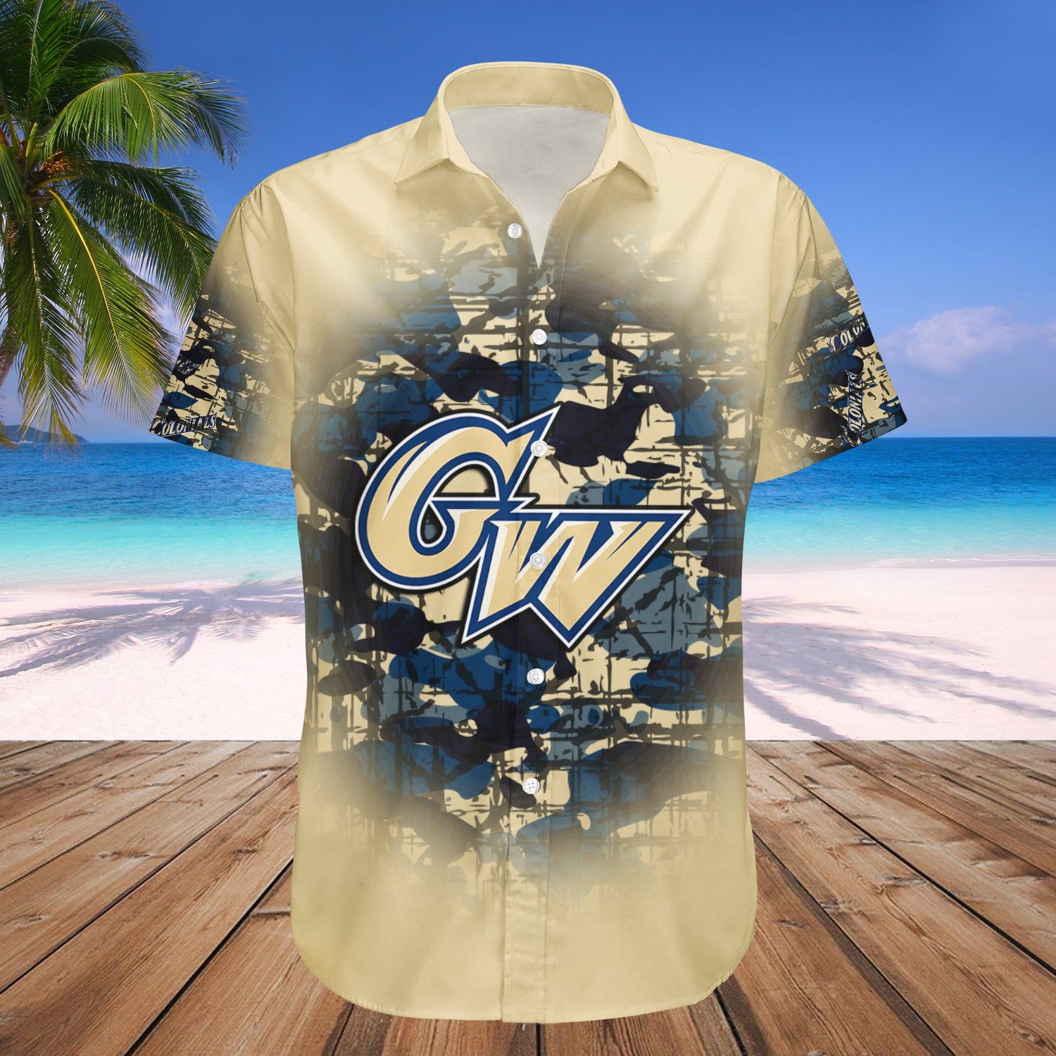 George Washington Colonials Hawaii Shirt Camouflage Vintage – NCAA