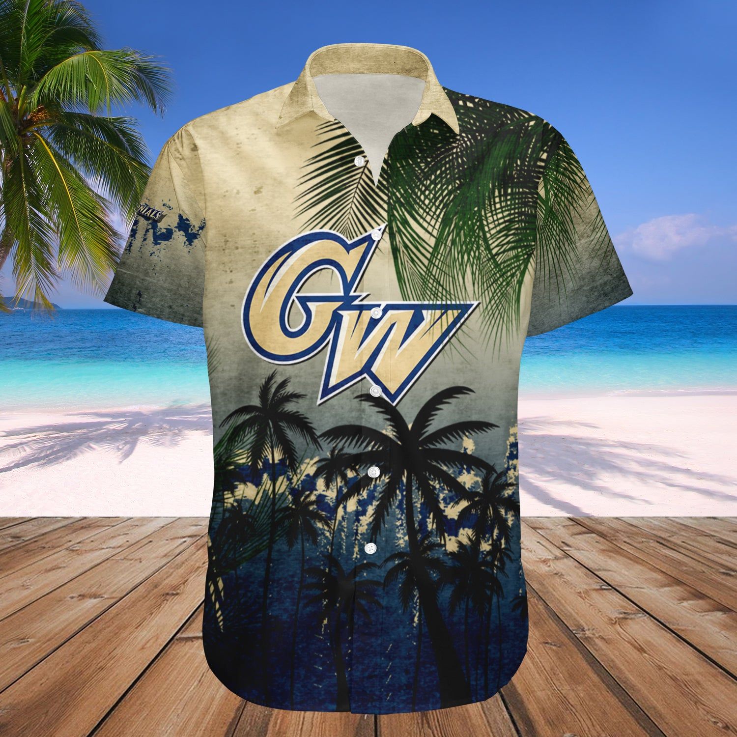 George Washington Colonials Hawaii Shirt Coconut Tree Tropical Grunge – NCAA