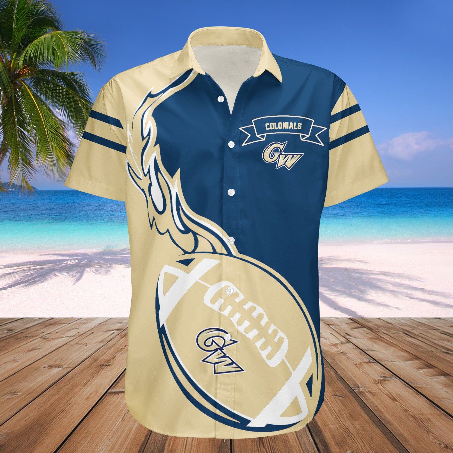 George Washington Colonials Hawaii Shirt Flame Ball – NCAA