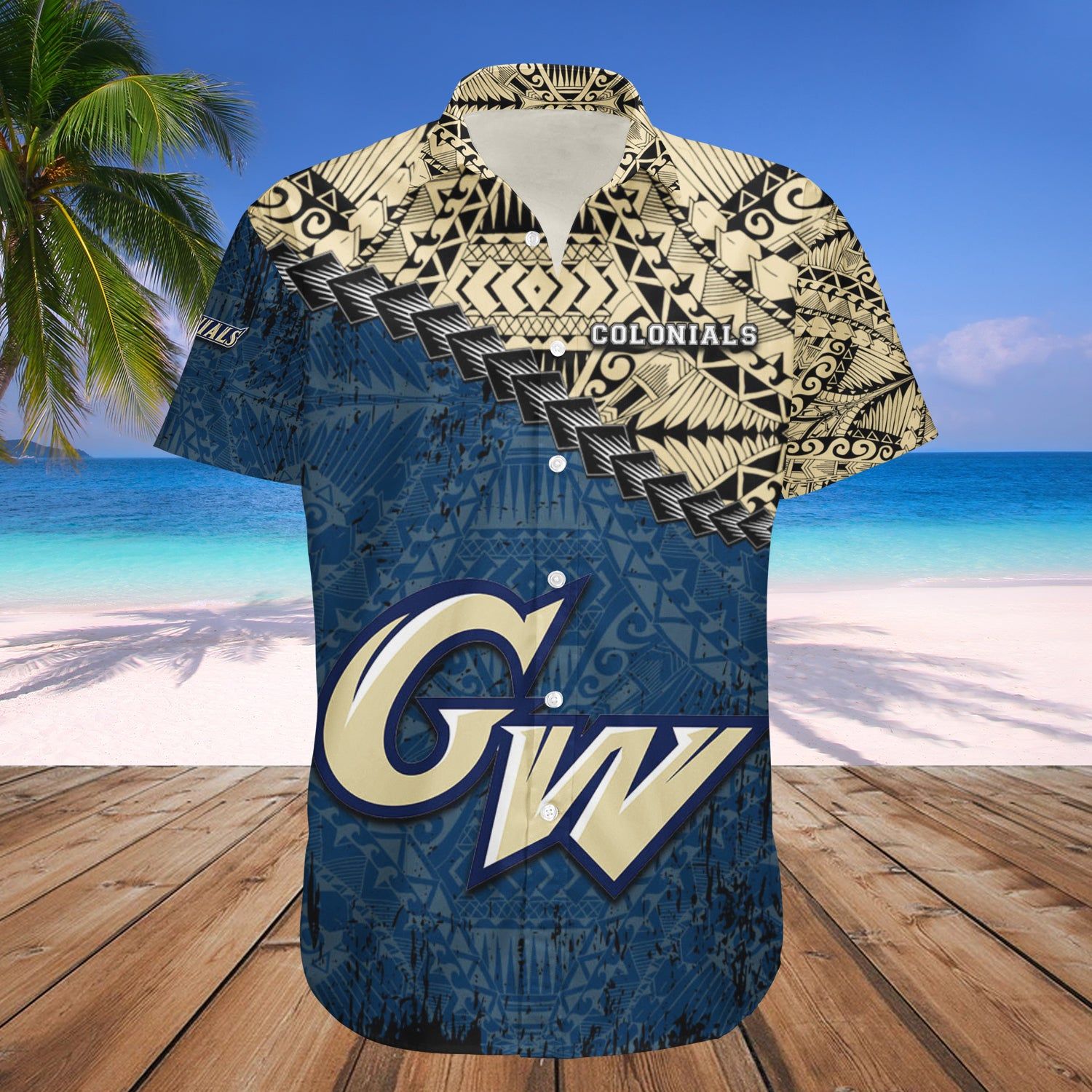 George Washington Colonials Hawaii Shirt Grunge Polynesian Tattoo – NCAA