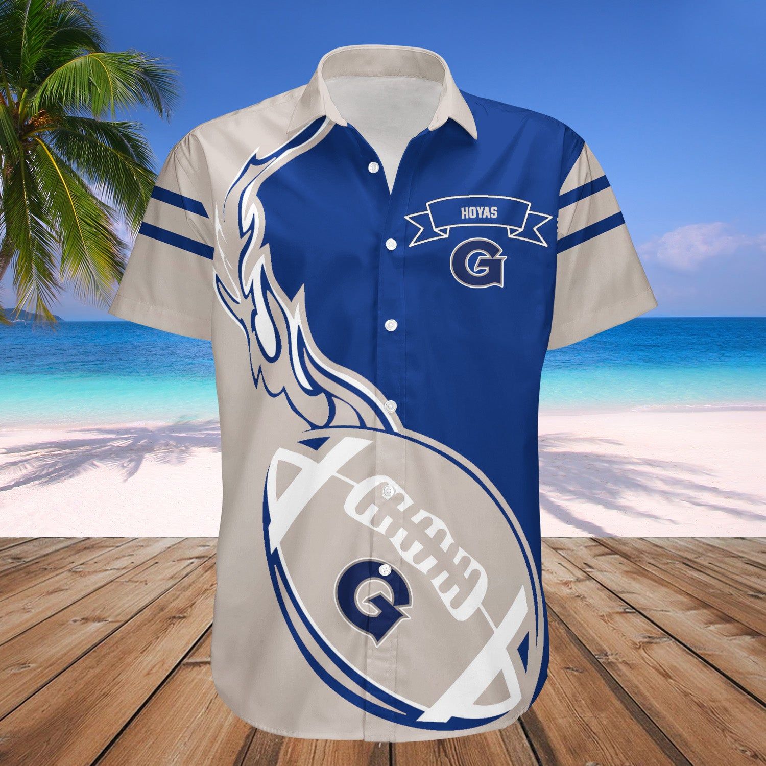 Georgetown Hoyas Hawaii Shirt Flame Ball – NCAA