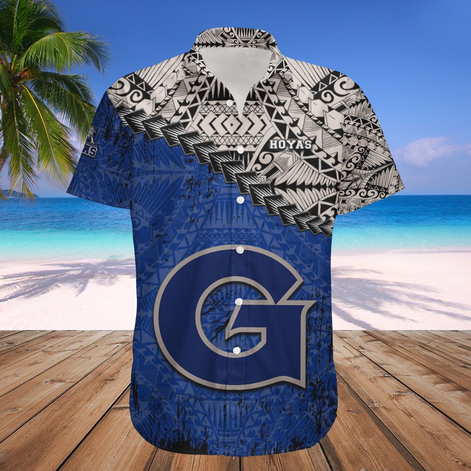 Georgetown Hoyas Hawaii Shirt Grunge Polynesian Tattoo – NCAA