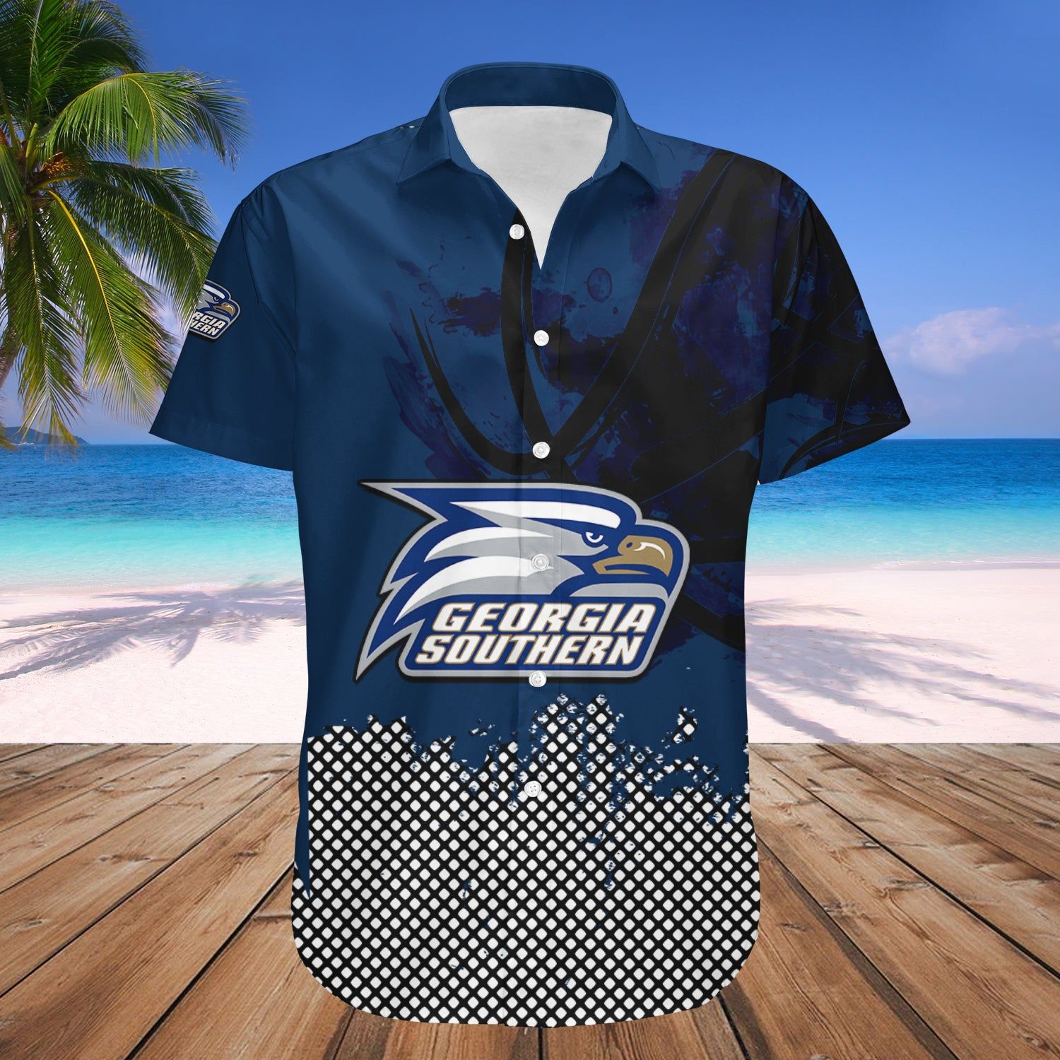 Georgia Southern Eagles Hawaii Shirt Basketball Net Grunge Pattern – NCAA