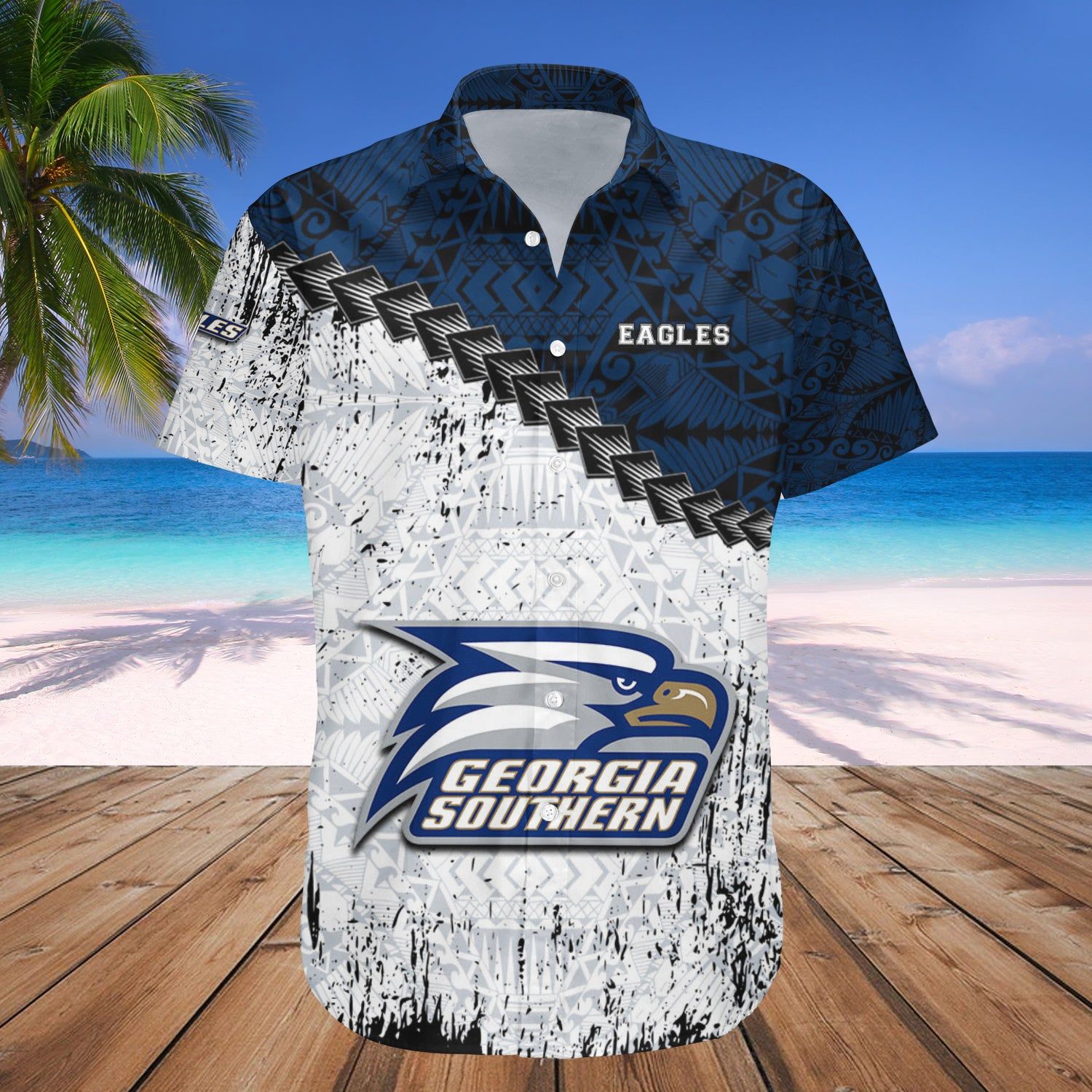 Georgia Southern Eagles Hawaii Shirt Grunge Polynesian Tattoo – NCAA