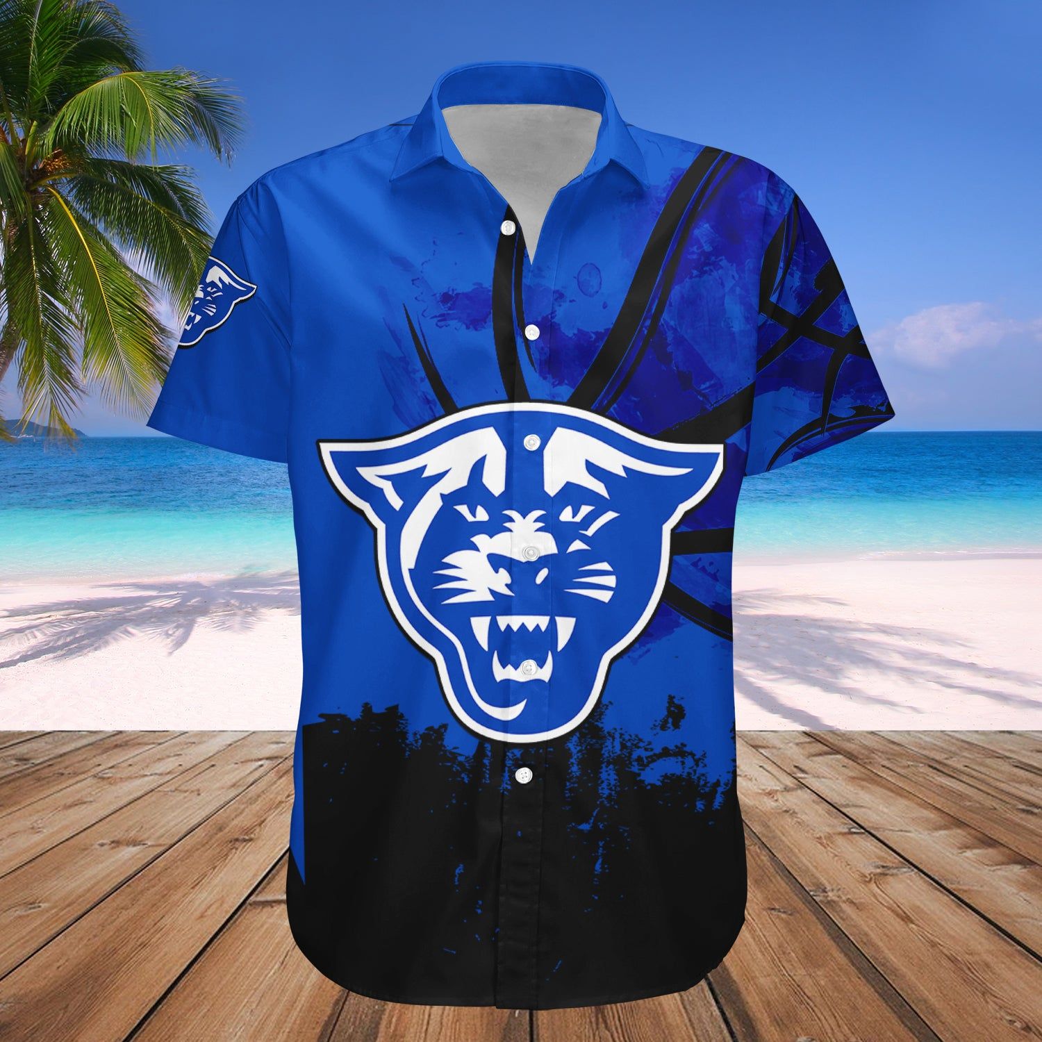 Georgia State Panthers Hawaii Shirt Basketball Net Grunge Pattern – NCAA
