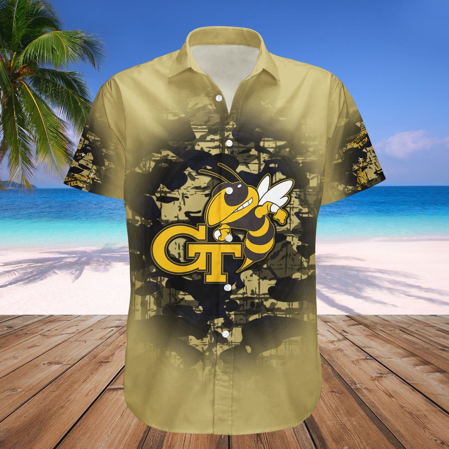 Georgia Tech Yellow Jackets Hawaii Shirt Camouflage Vintage – NCAA