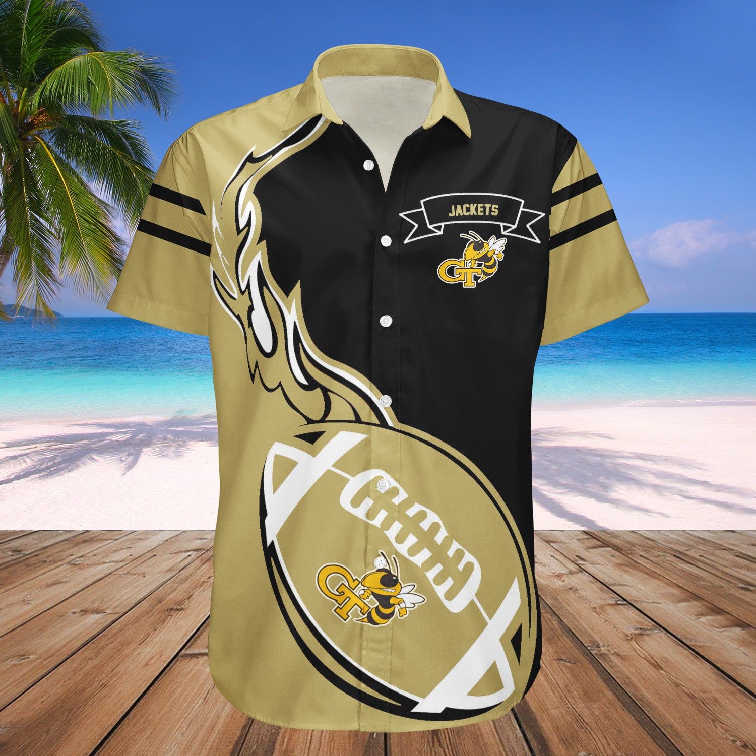 Georgia Tech Yellow Jackets Hawaii Shirt Flame Ball – NCAA