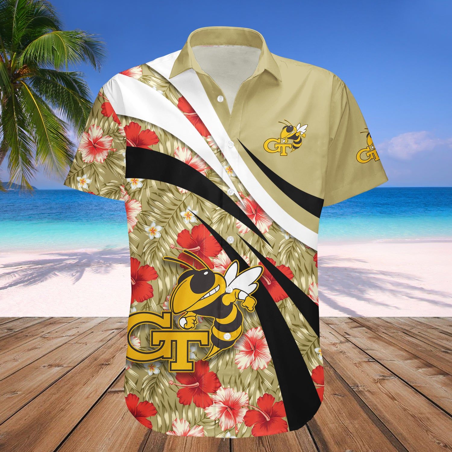 Georgia Tech Yellow Jackets Hawaii Shirt Hibiscus Sport Style – NCAA