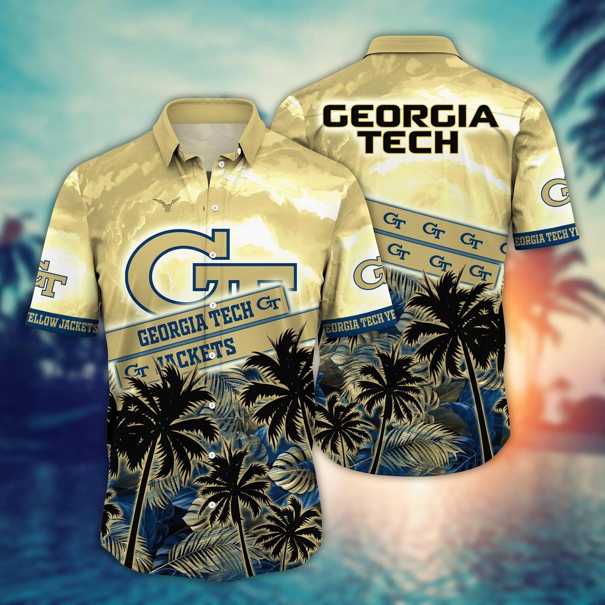 Georgia Tech Yellow Jackets NCAA Hawaiian Shirt Breezy Aloha Shirt Georgia Tech Yellow Jackets NCAA Hawaiian Shirt Breezy Aloha Shirt