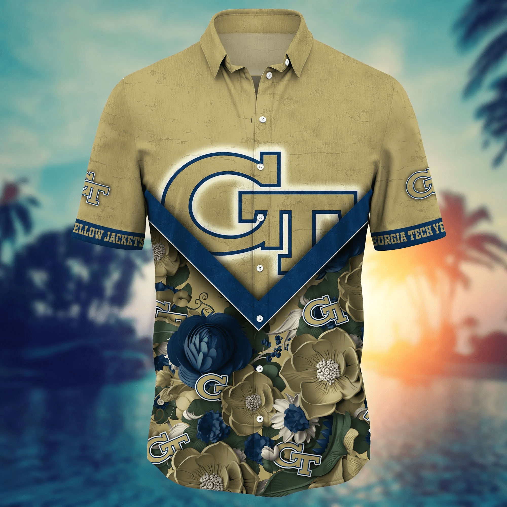 Georgia Tech Yellow Jackets NCAA Hawaiian Shirt Custom Fresh Mowed Lawns Aloha Shirt