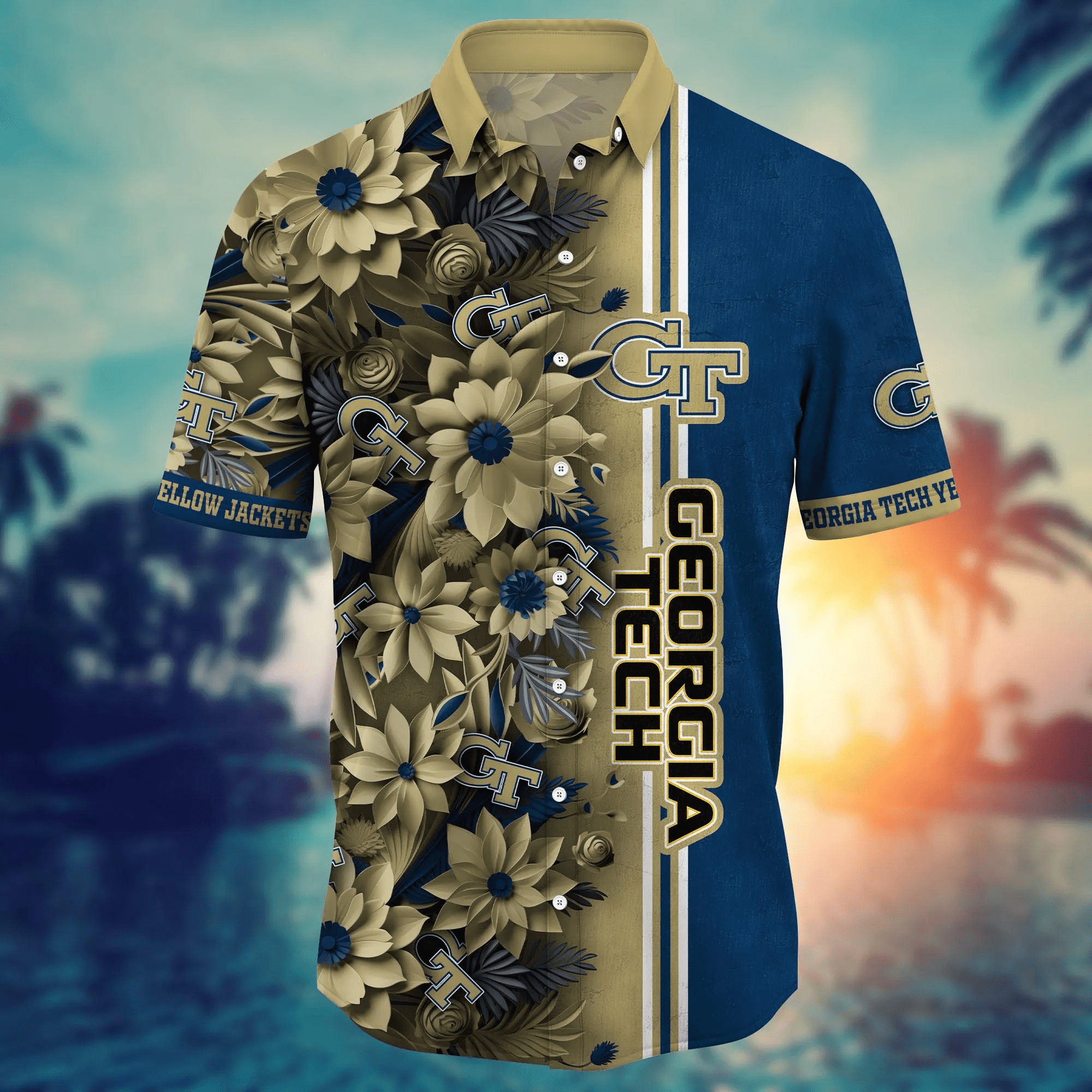Georgia Tech Yellow Jackets NCAA Hawaiian Shirt Custom Surfing Aloha Shirt