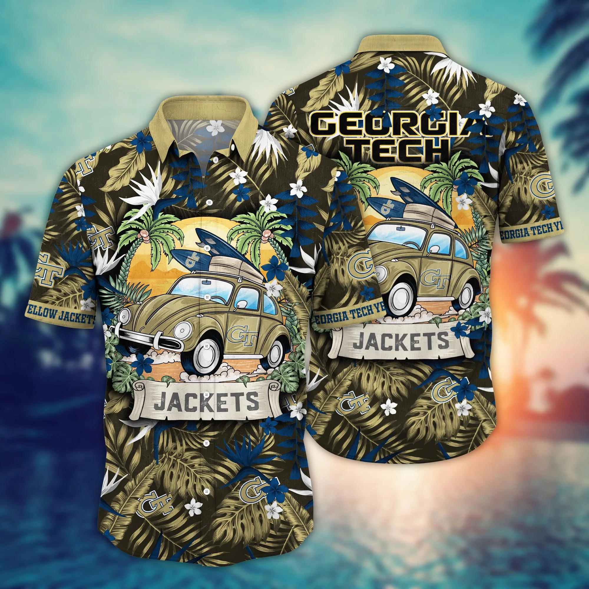 Georgia Tech Yellow Jackets NCAA Hawaiian Shirt Hammockstime Aloha Shirt Georgia Tech Yellow Jackets NCAA Hawaiian Shirt Hammockstime Aloha Shirt