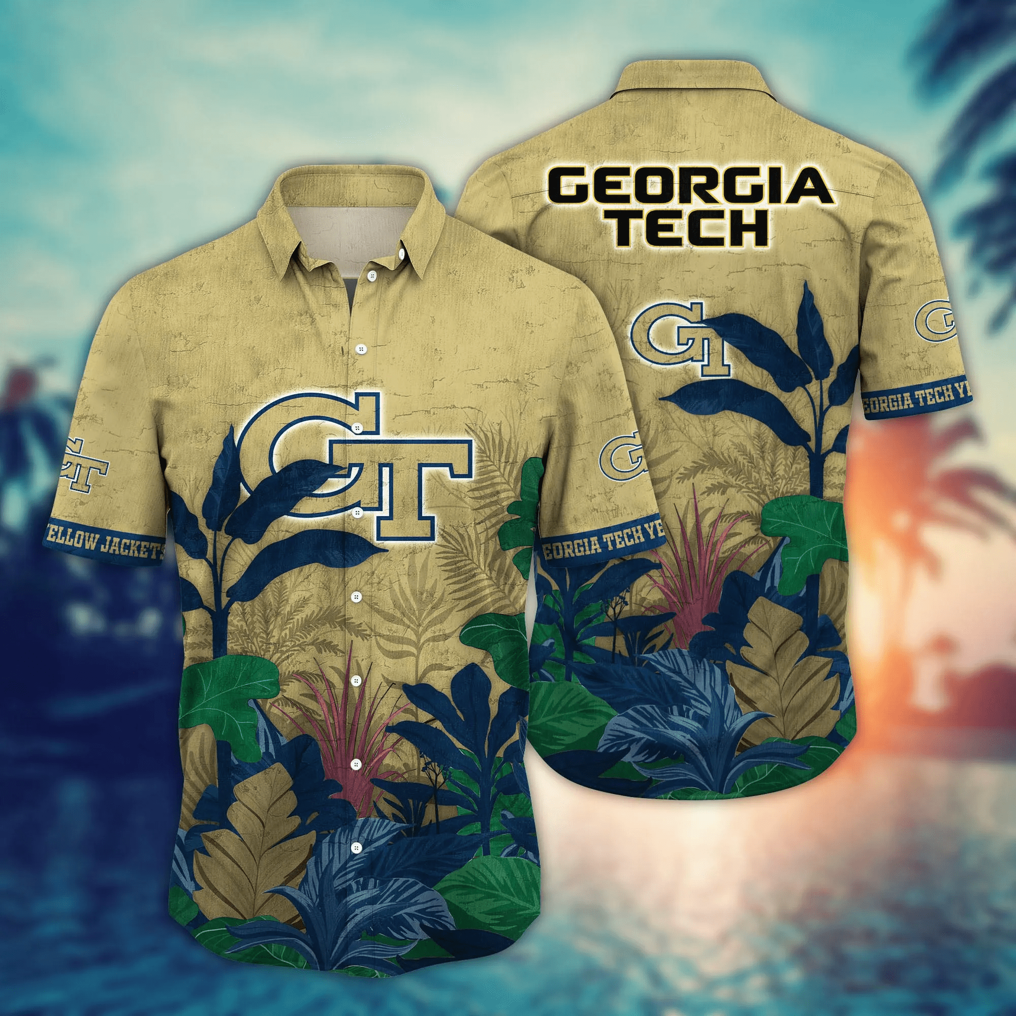 Georgia Tech Yellow Jackets NCAA Hawaiian Shirt Picnics Aloha Shirt Georgia Tech Yellow Jackets NCAA Hawaiian Shirt Picnics Aloha Shirt