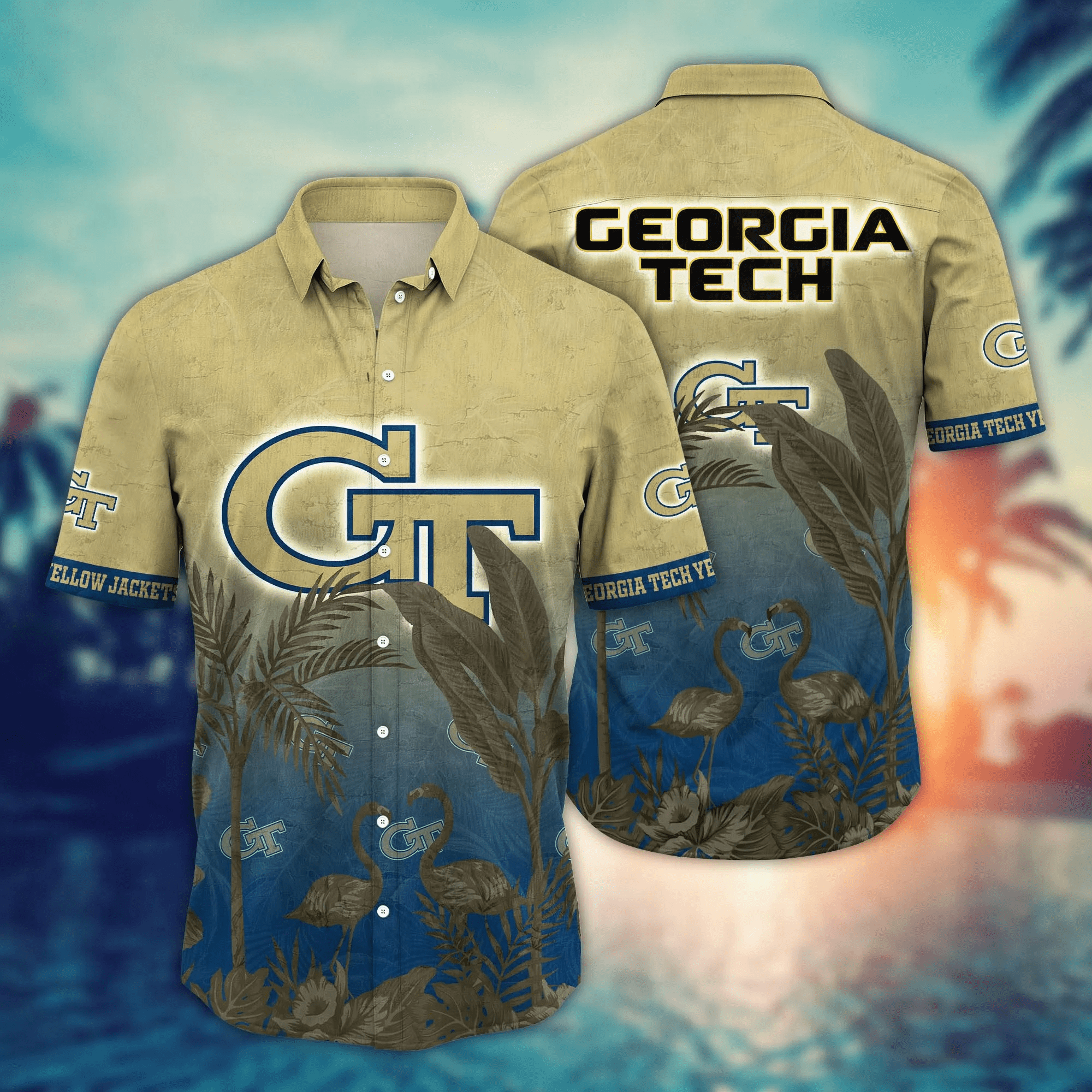 Georgia Tech Yellow Jackets NCAA Hawaiian Shirt Shortstime Ball Game Shirts Georgia Tech Yellow Jackets NCAA Hawaiian Shirt Shortstime Ball Game Shirts