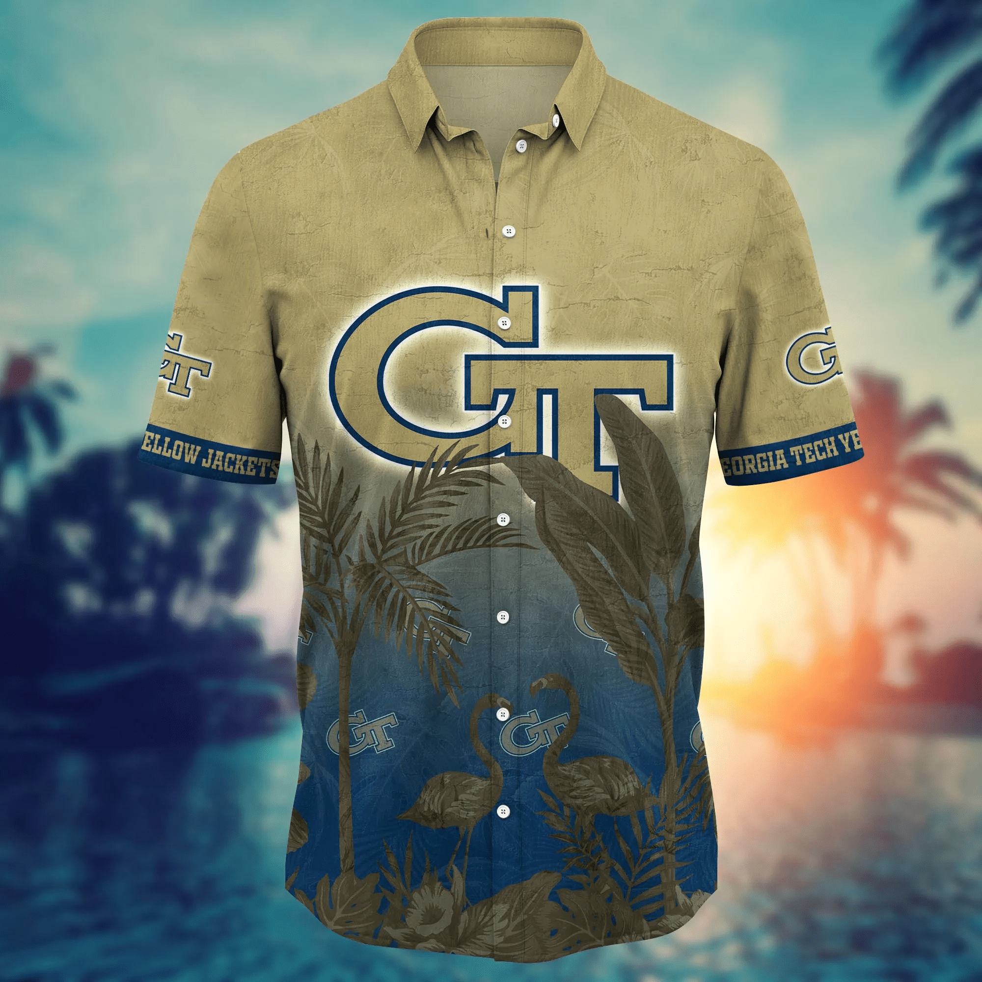 Georgia Tech Yellow Jackets NCAA Hawaiian Shirt Shortstime Ball Game Shirts