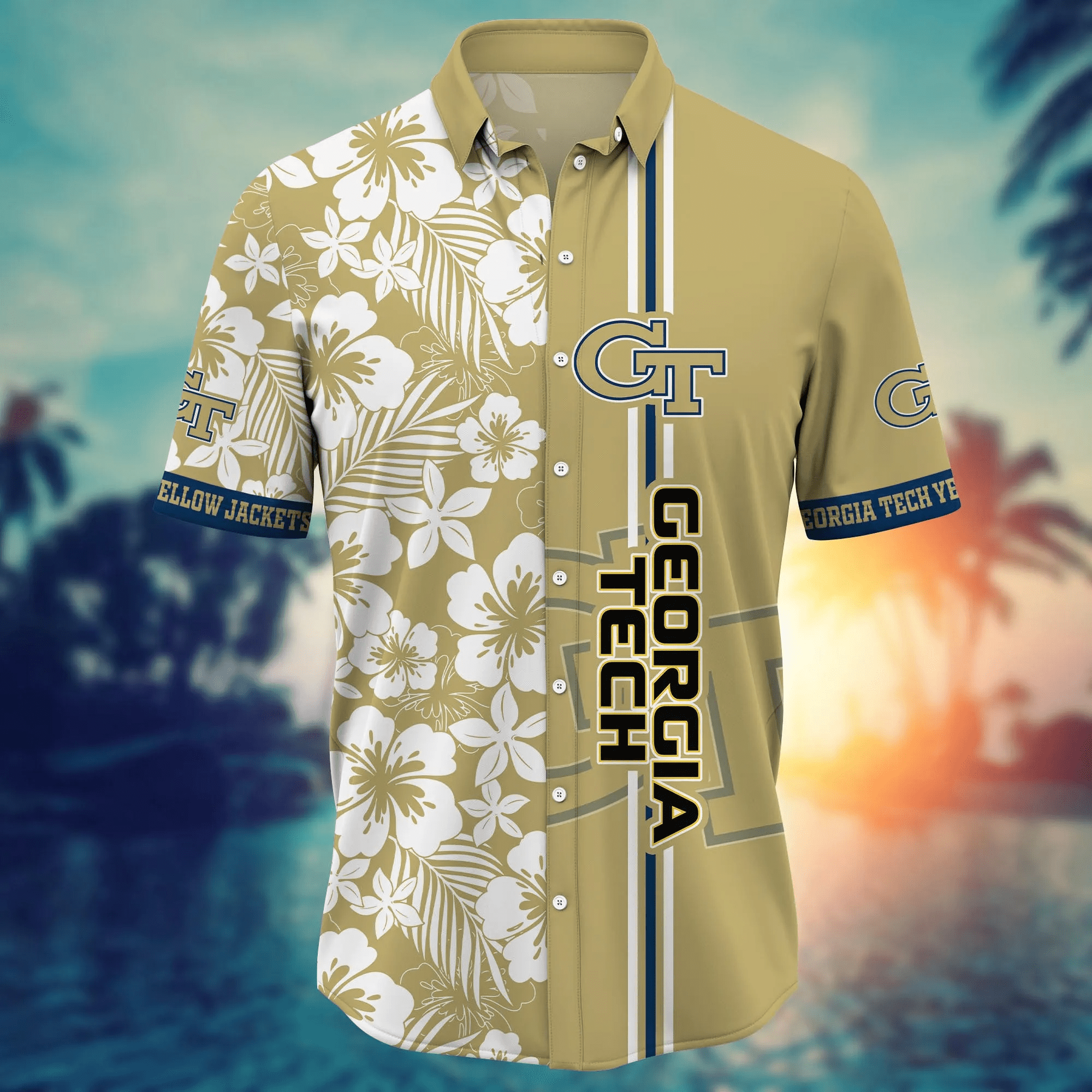 Georgia Tech Yellow Jackets NCAA Hawaiian Shirt Shortstime Tournament Play Shirts