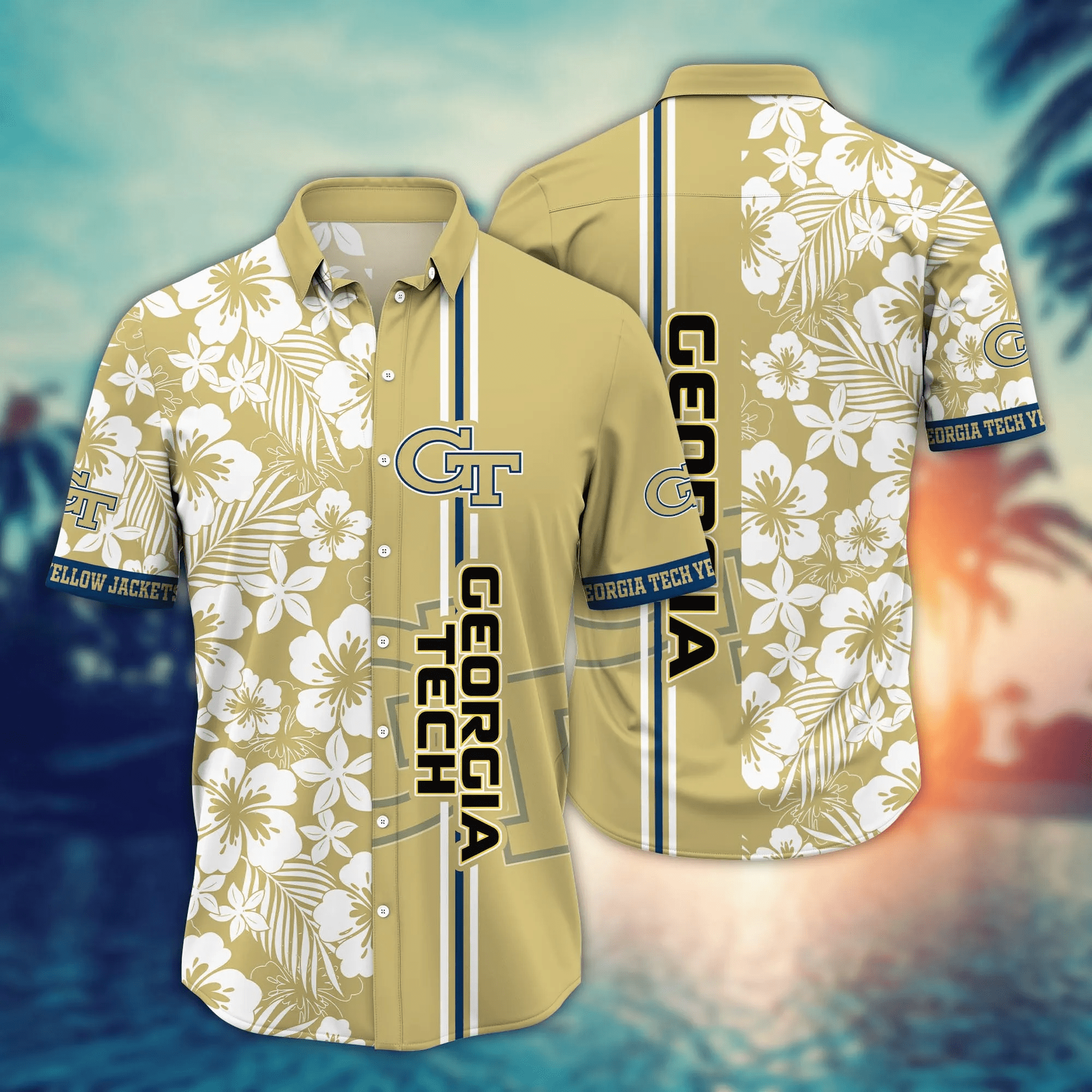 Georgia Tech Yellow Jackets NCAA Hawaiian Shirt Shortstime Tournament Play Shirts Georgia Tech Yellow Jackets NCAA Hawaiian Shirt Shortstime Tournament Play Shirts