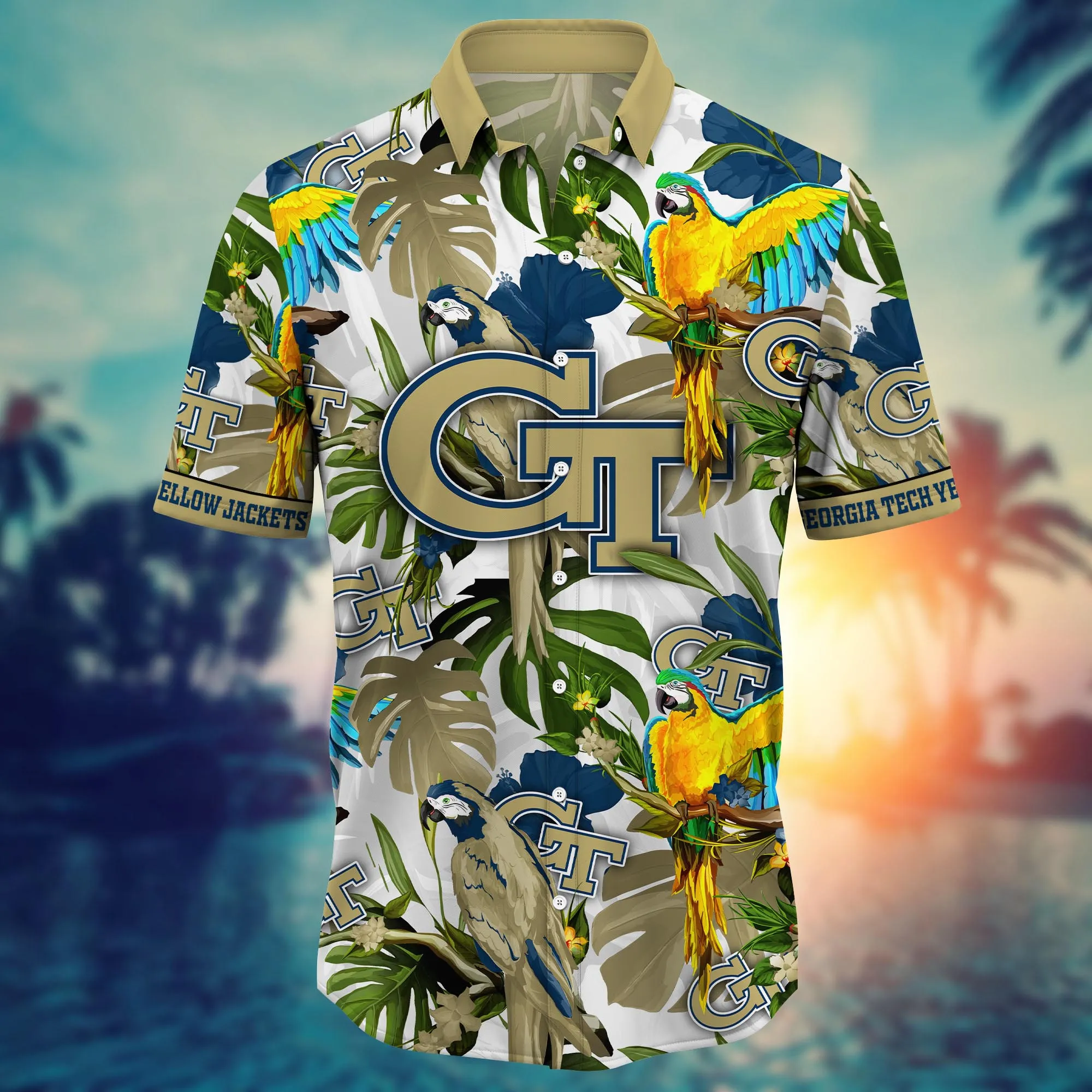 Georgia Tech Yellow Jackets NCAA Hawaiian Shirt Summer Nightstime Aloha Shirt