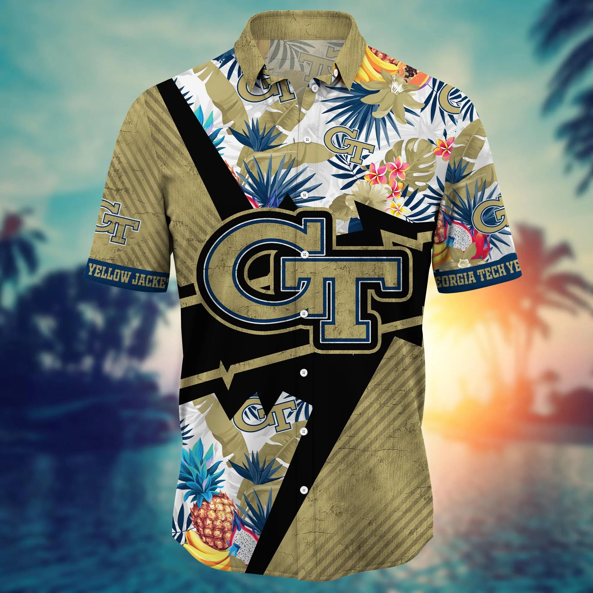 Georgia Tech Yellow Jackets NCAA Hawaiian Shirt Sun Dresses Aloha Shirt