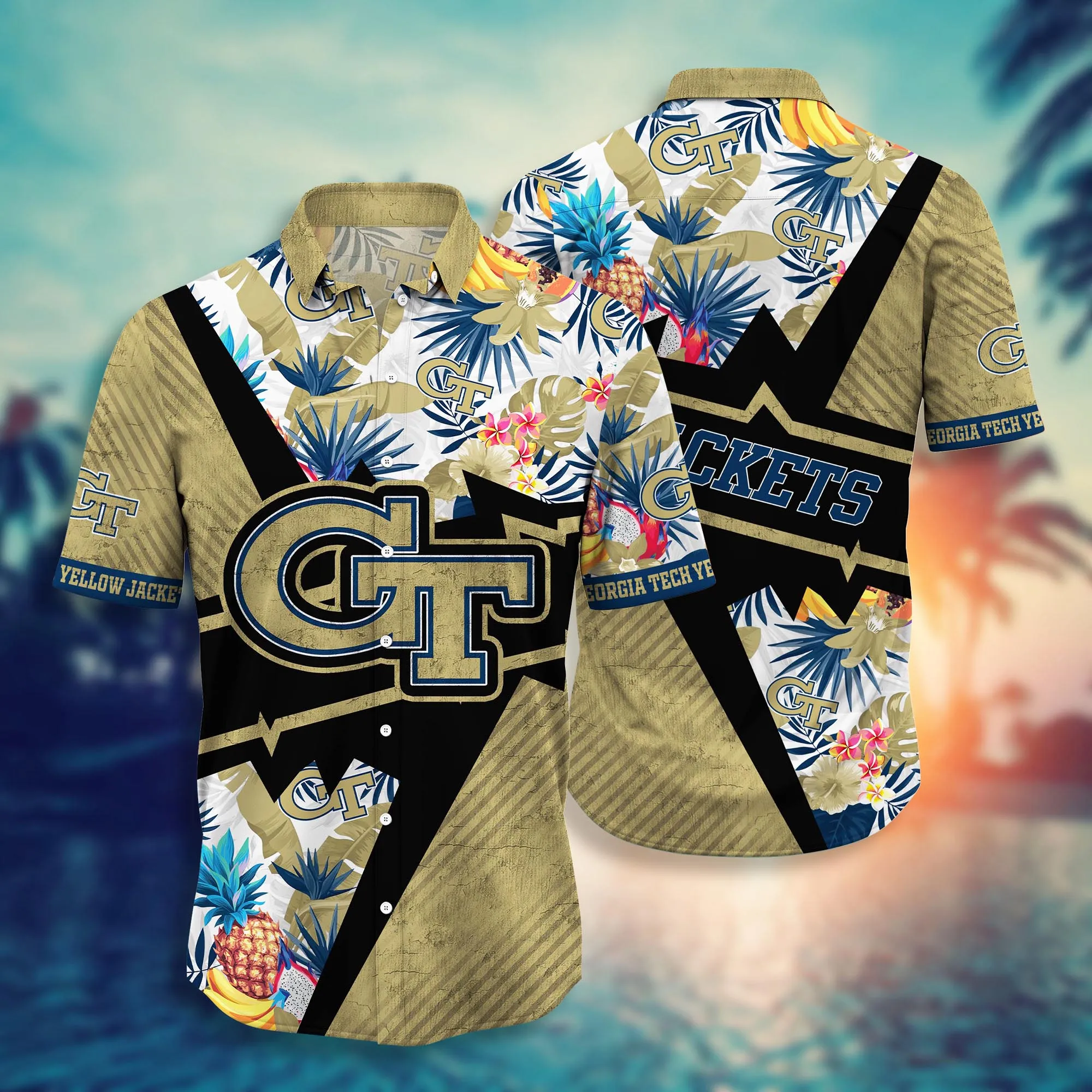 Georgia Tech Yellow Jackets NCAA Hawaiian Shirt Sun Dresses Aloha Shirt Georgia Tech Yellow Jackets NCAA Hawaiian Shirt Sun Dresses Aloha Shirt