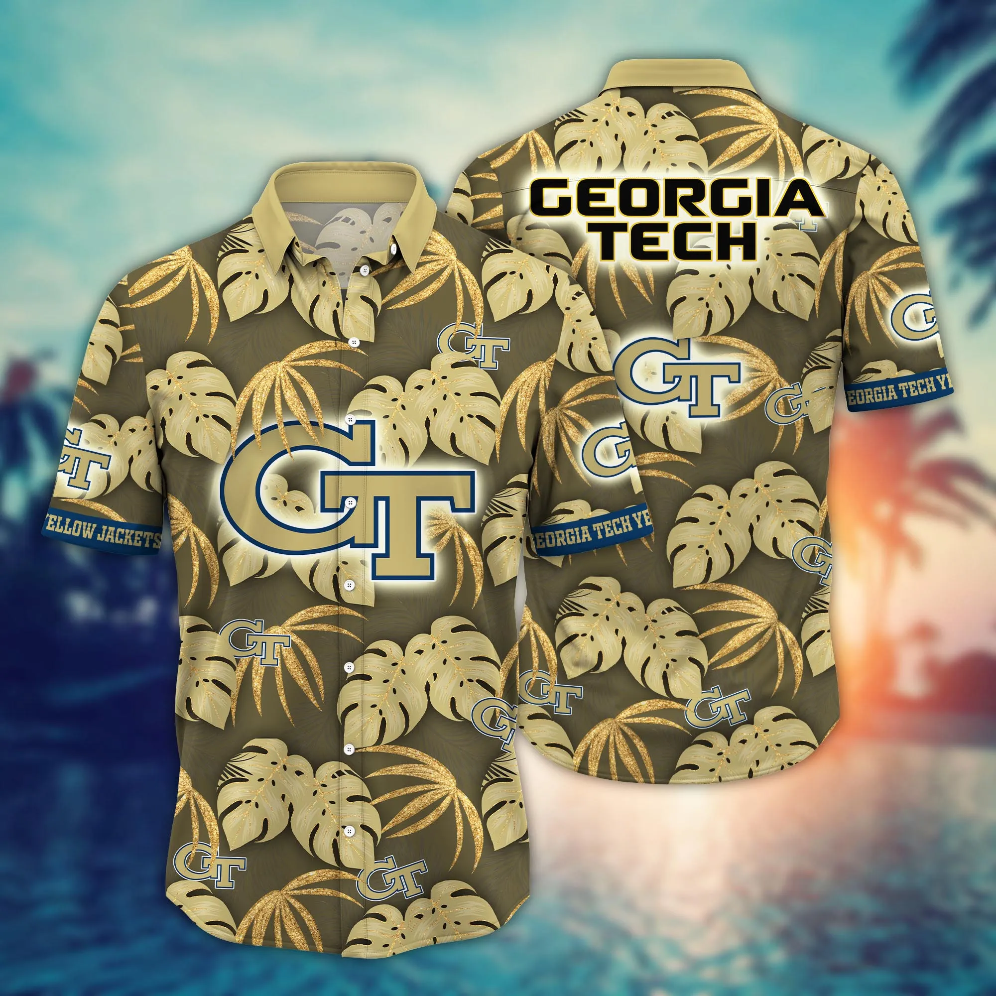 Georgia Tech Yellow Jackets NCAA Hawaiian Shirt Sunscreen Aloha Shirt Georgia Tech Yellow Jackets NCAA Hawaiian Shirt Sunscreen Aloha Shirt
