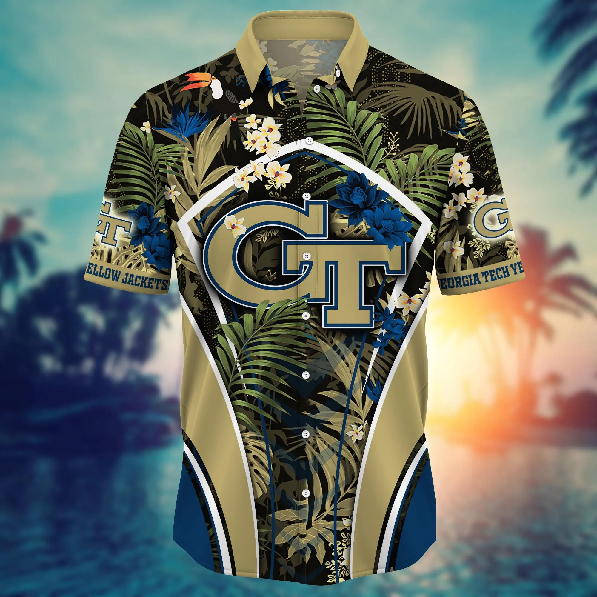 Georgia Tech Yellow Jackets NCAA Hawaiian Shirt Tanning Aloha Shirt