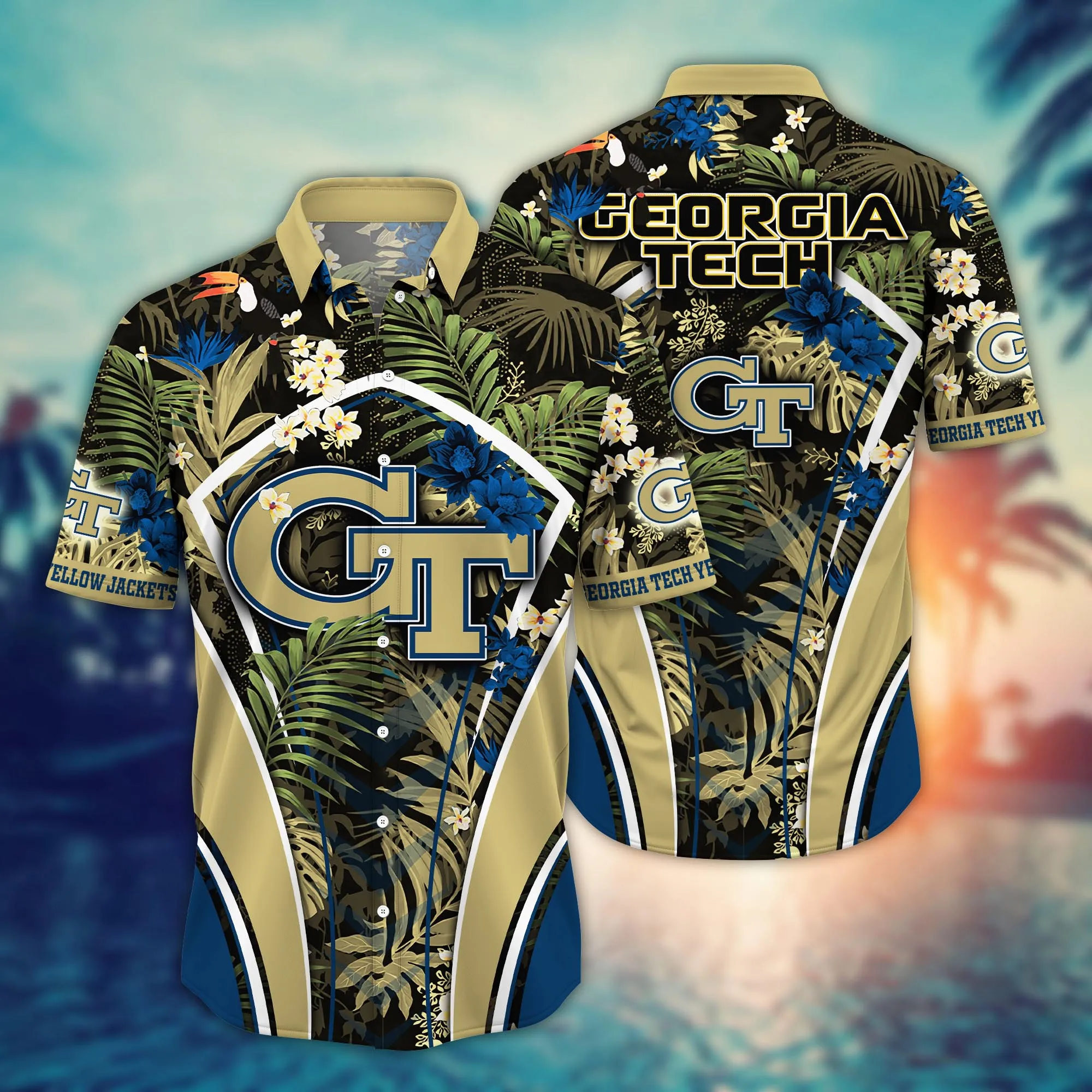 Georgia Tech Yellow Jackets NCAA Hawaiian Shirt Tanning Aloha Shirt
