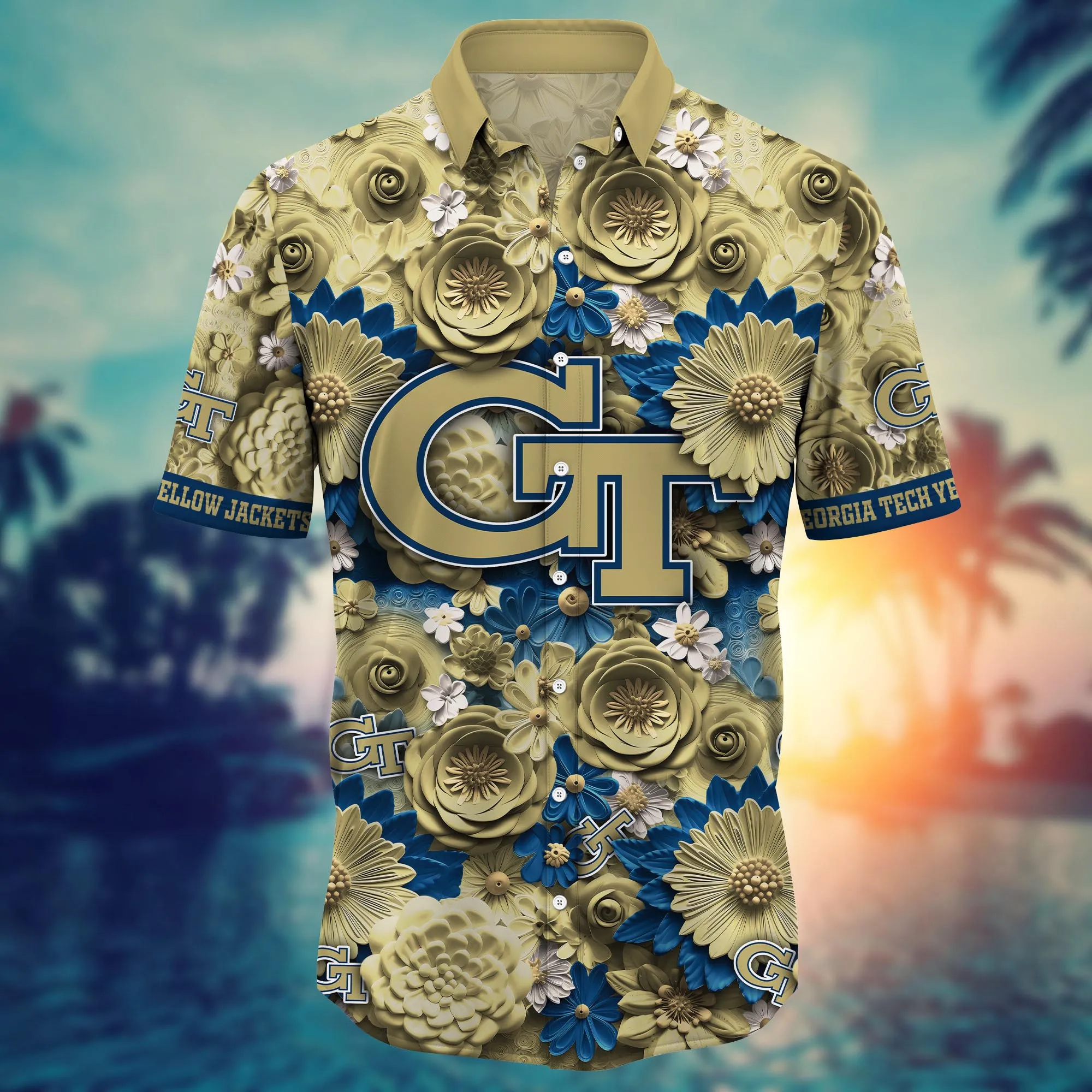 Georgia Tech Yellow Jackets NCAA Hawaiian Shirt Trending For This Summer Customize Shirt Any Team