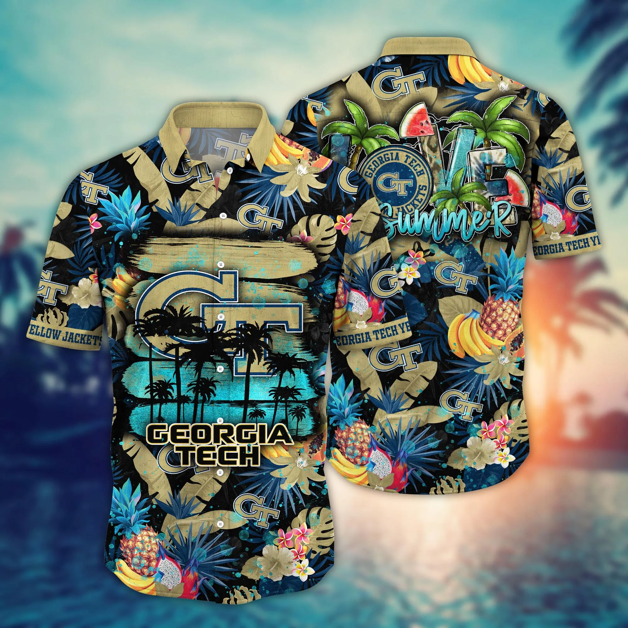 Georgia Tech Yellow Jackets NCAA Hawaiian Shirt Vacation Spotstime Game Of Goals Shirts Georgia Tech Yellow Jackets NCAA Hawaiian Shirt Vacation Spotstime Game Of Goals Shirts