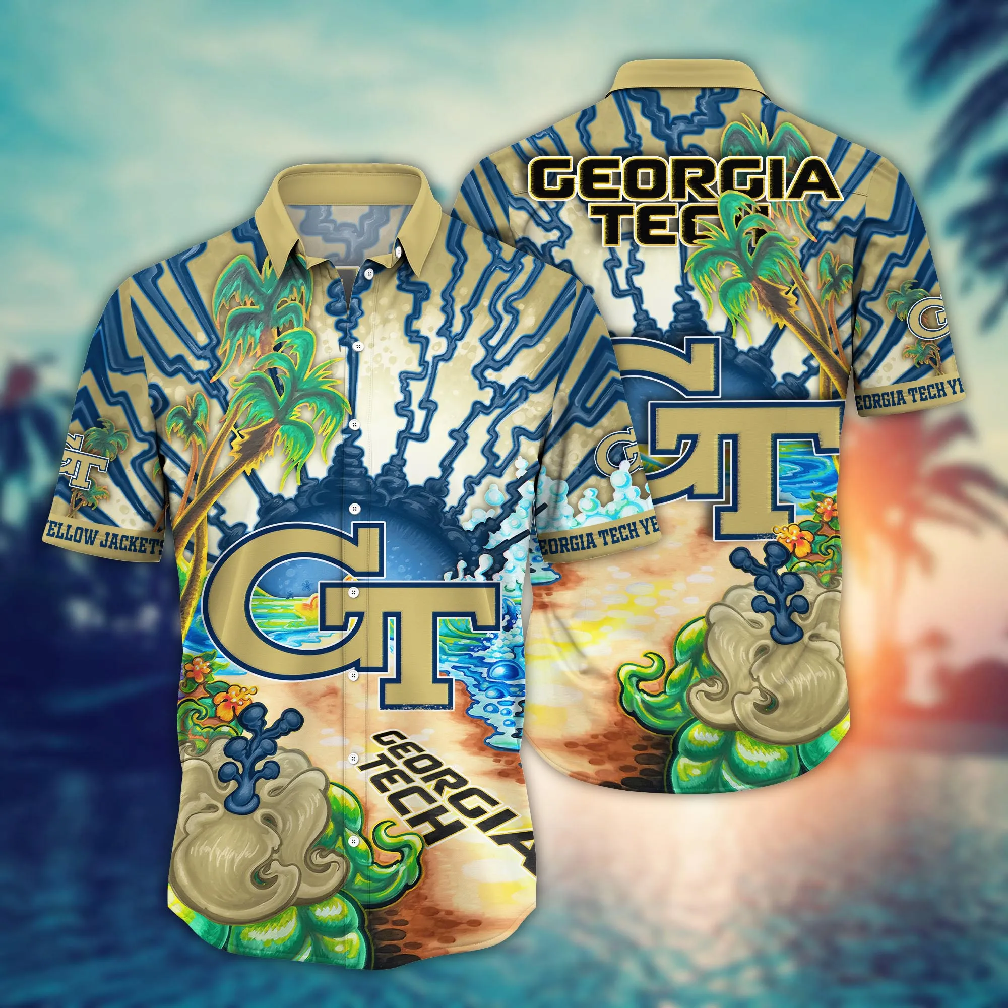 Georgia Tech Yellow Jackets NCAA Hawaiian Shirt Vacation Spotstime Soccer Shirts Georgia Tech Yellow Jackets NCAA Hawaiian Shirt Vacation Spotstime Soccer Shirts