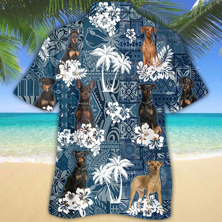 German Pinscher Hawaiian Shirt, Flower Dog Short Sleeve Hawaiian Aloha Shirt, Hawaiian Shirt For Men, Women