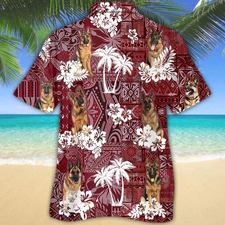 German Shepherd 2 Red Trendy Hawaiian Shirt, Gift For Dog Lover Shirts, Animal Summer Shirts