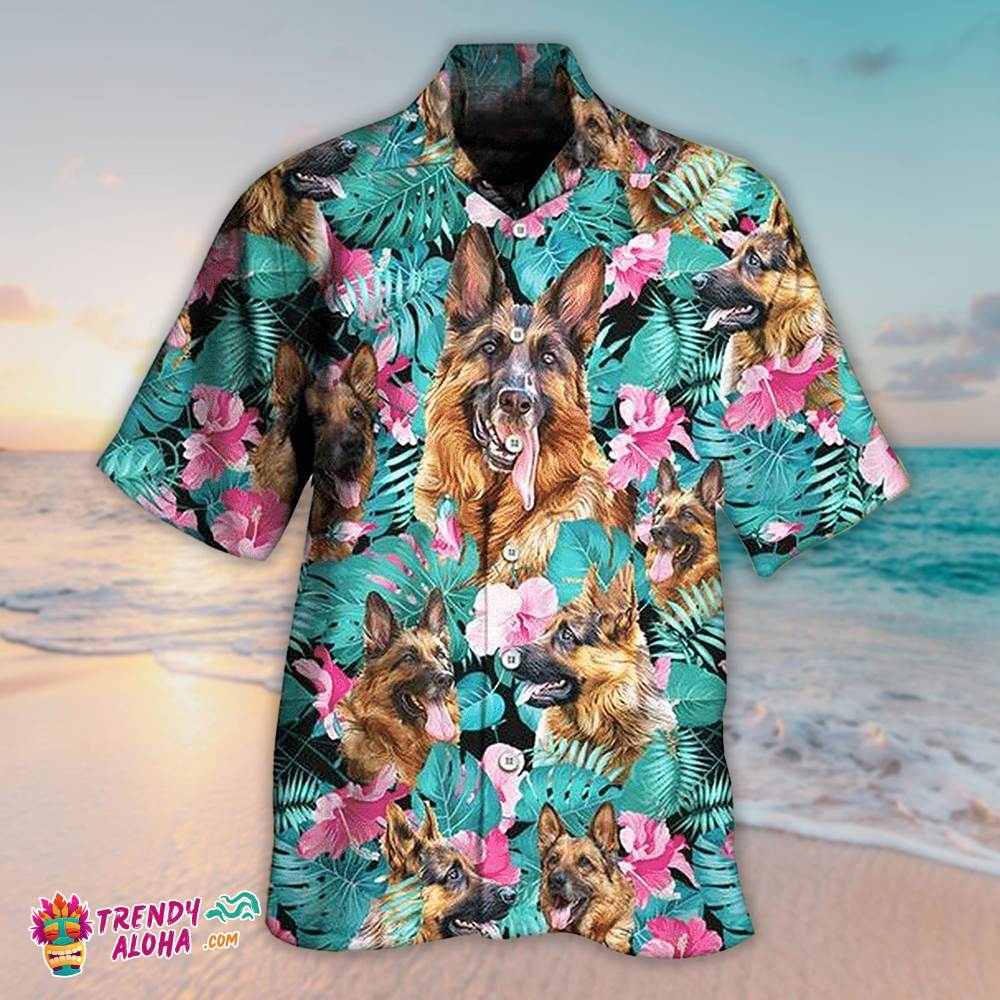 German Shepherd 3D Hawaiian Shirt For Men, Aloha Hawaiian Shirts