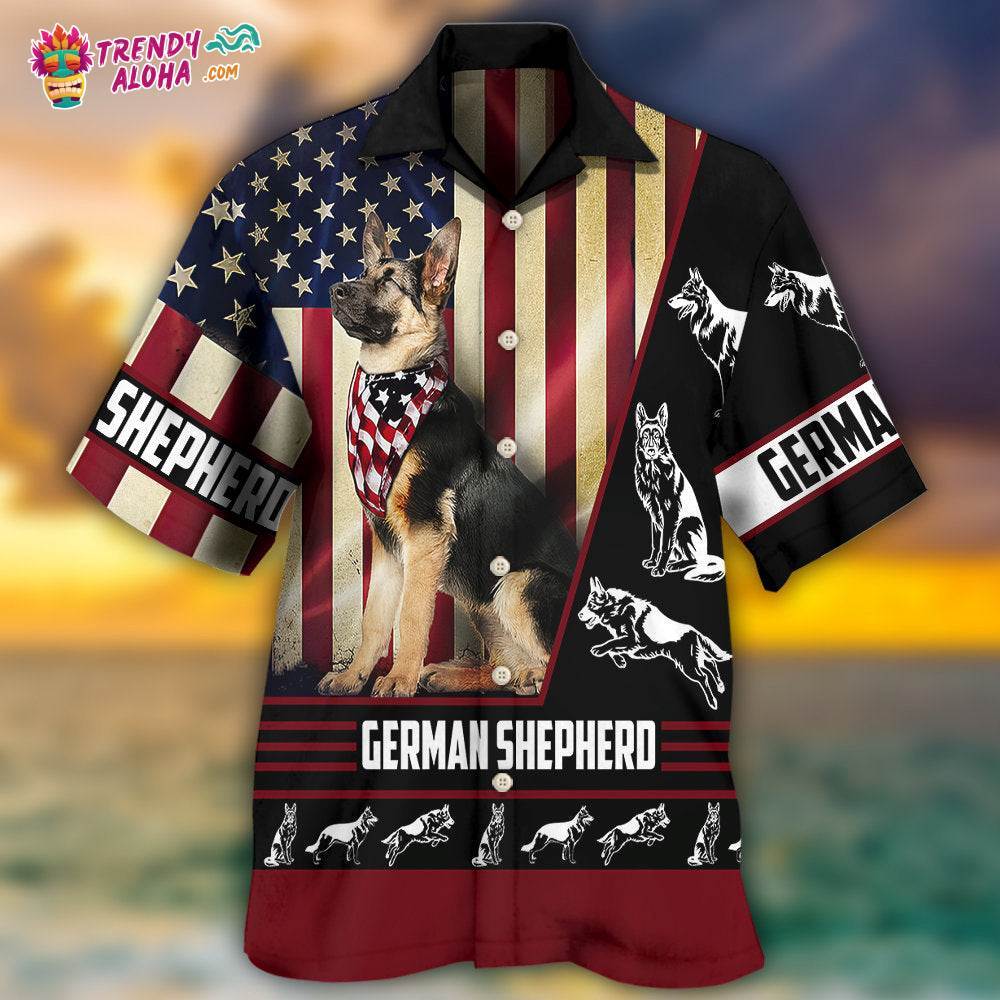 German Shepherd American Flag Hawaiian Shirt – Trendy Aloha