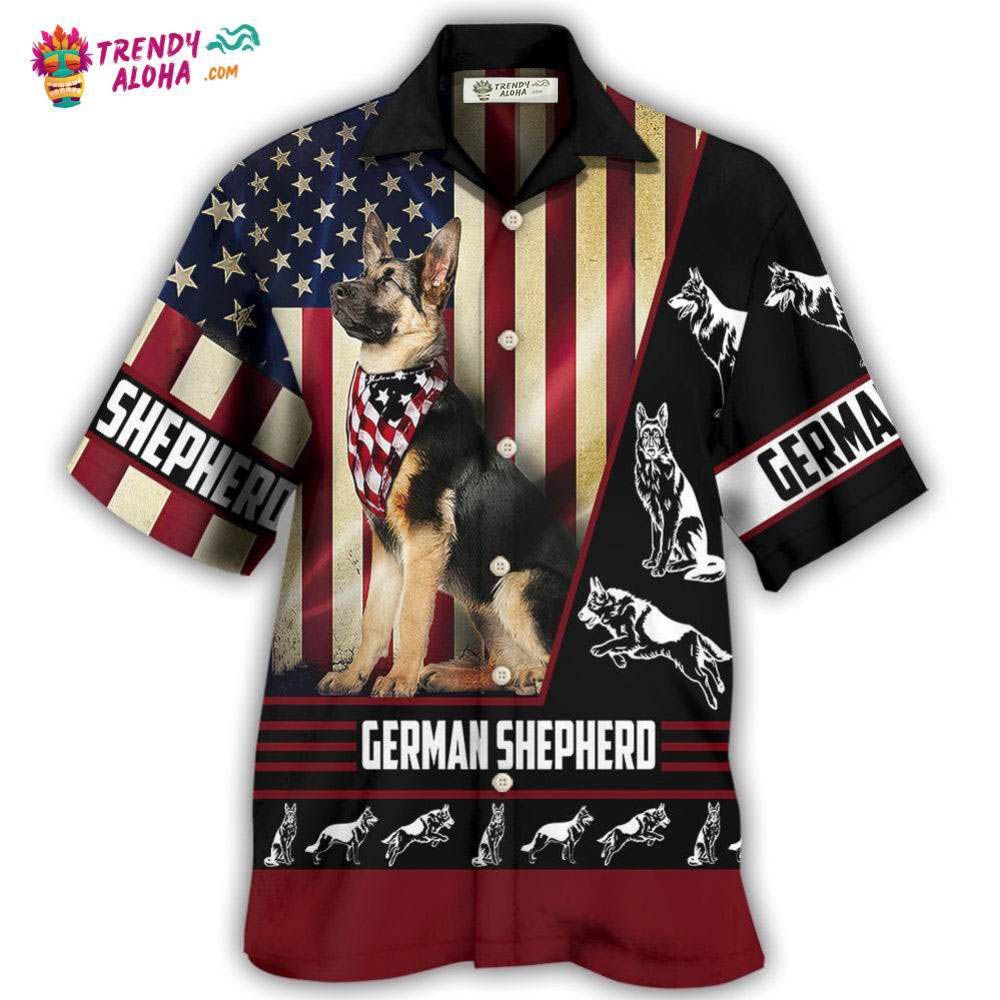 German Shepherd American Flag Hawaiian Shirt – Trendy Aloha