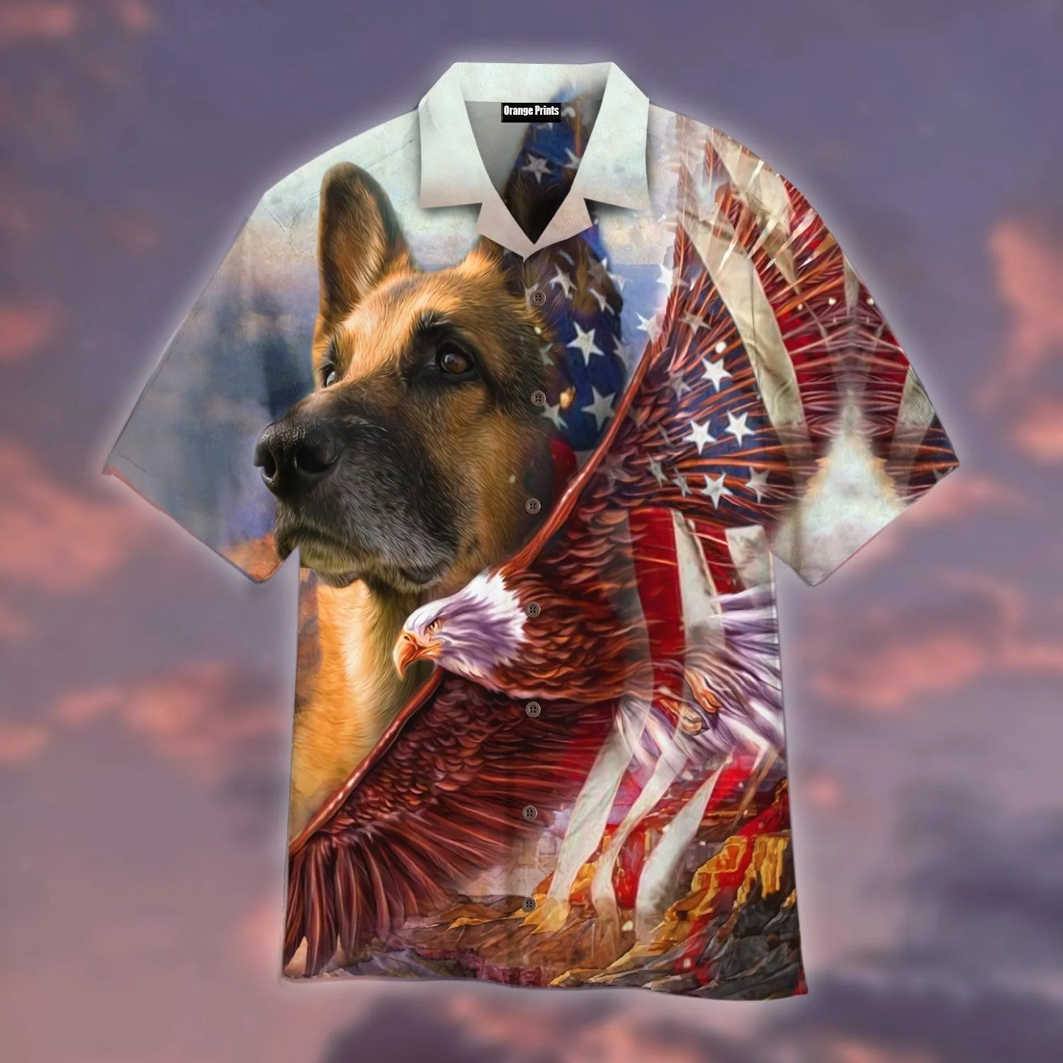 German Shepherd American Patriot Hawaiian Shirt For